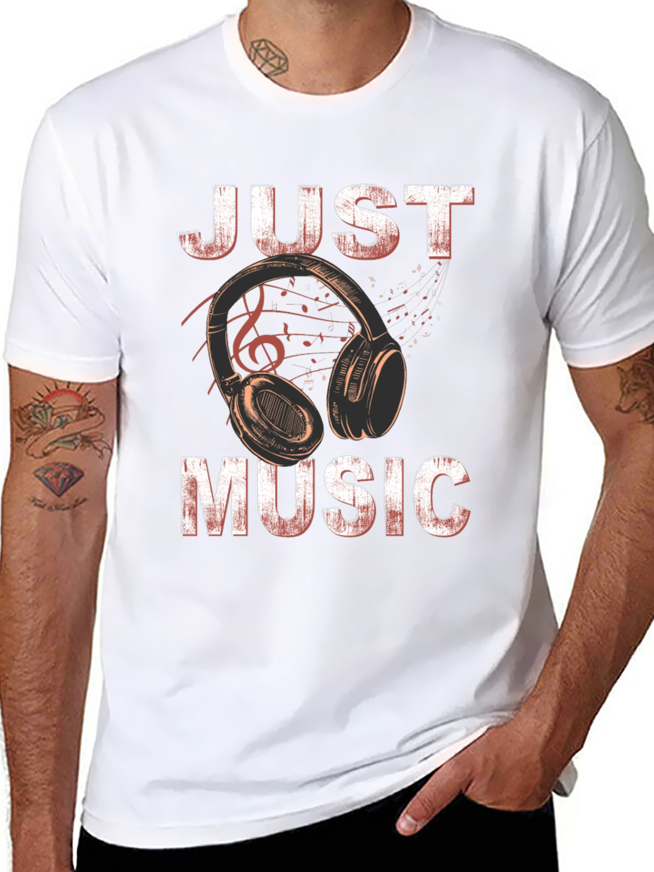 Black Just Music Black Graphic T-Shirt view 8