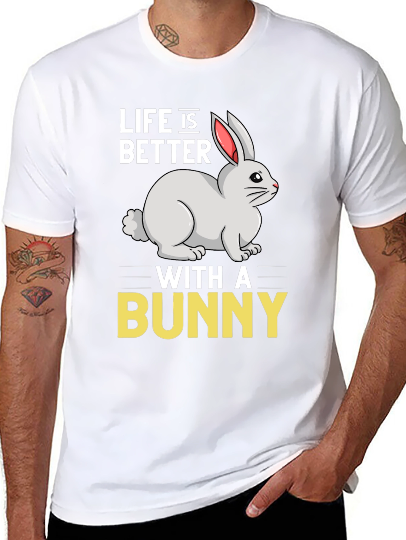 Black Life is Better with a Bunny Graphic T-Shirt view 8