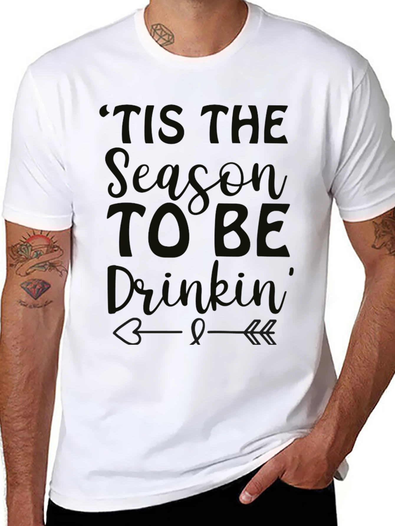 Black "Tis the Season to Be Drinkin'" Black T-Shirt view 8