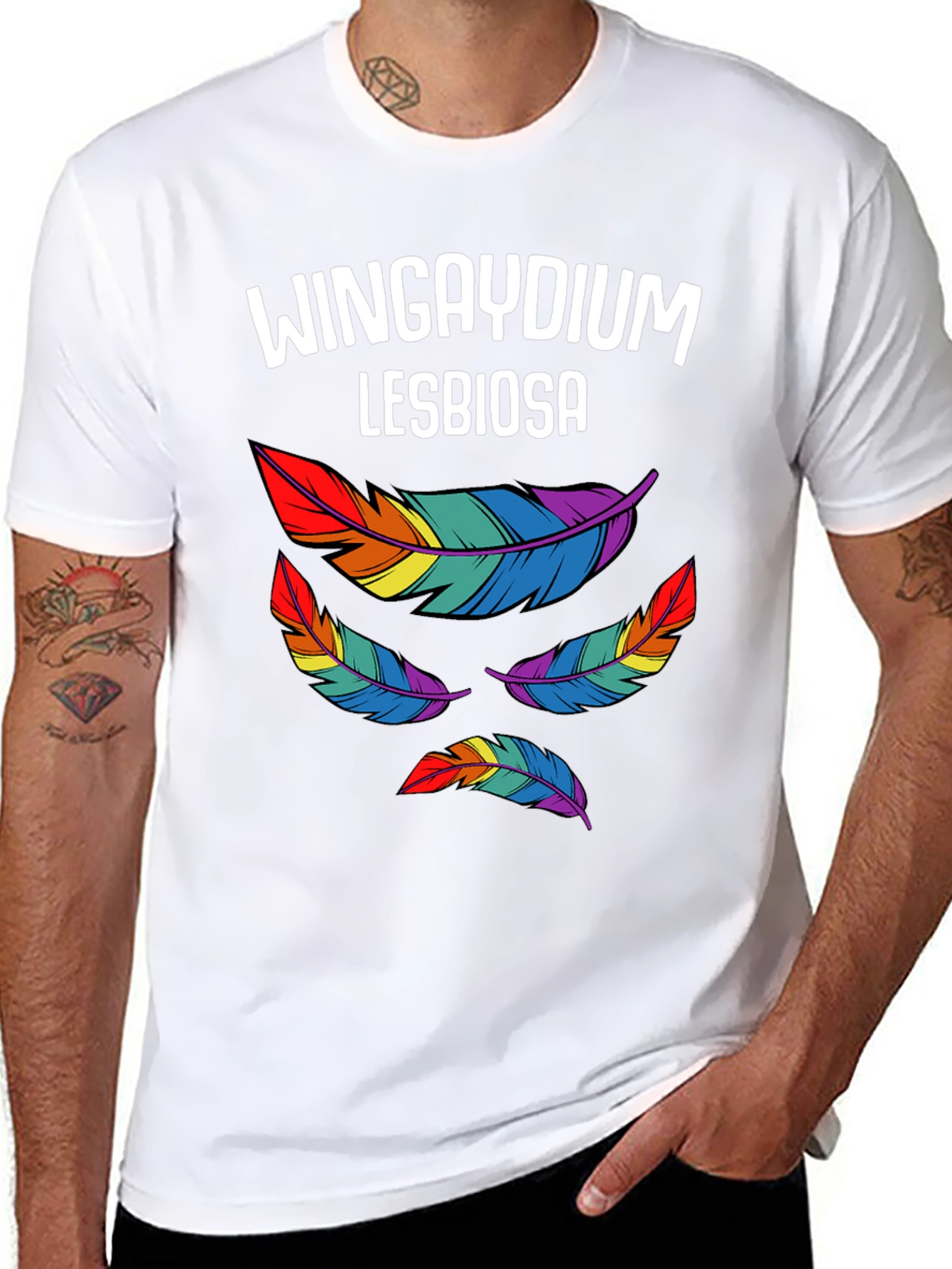 Wingaydium Lesbiosa T-Shirt - Pride Feather Design - 8