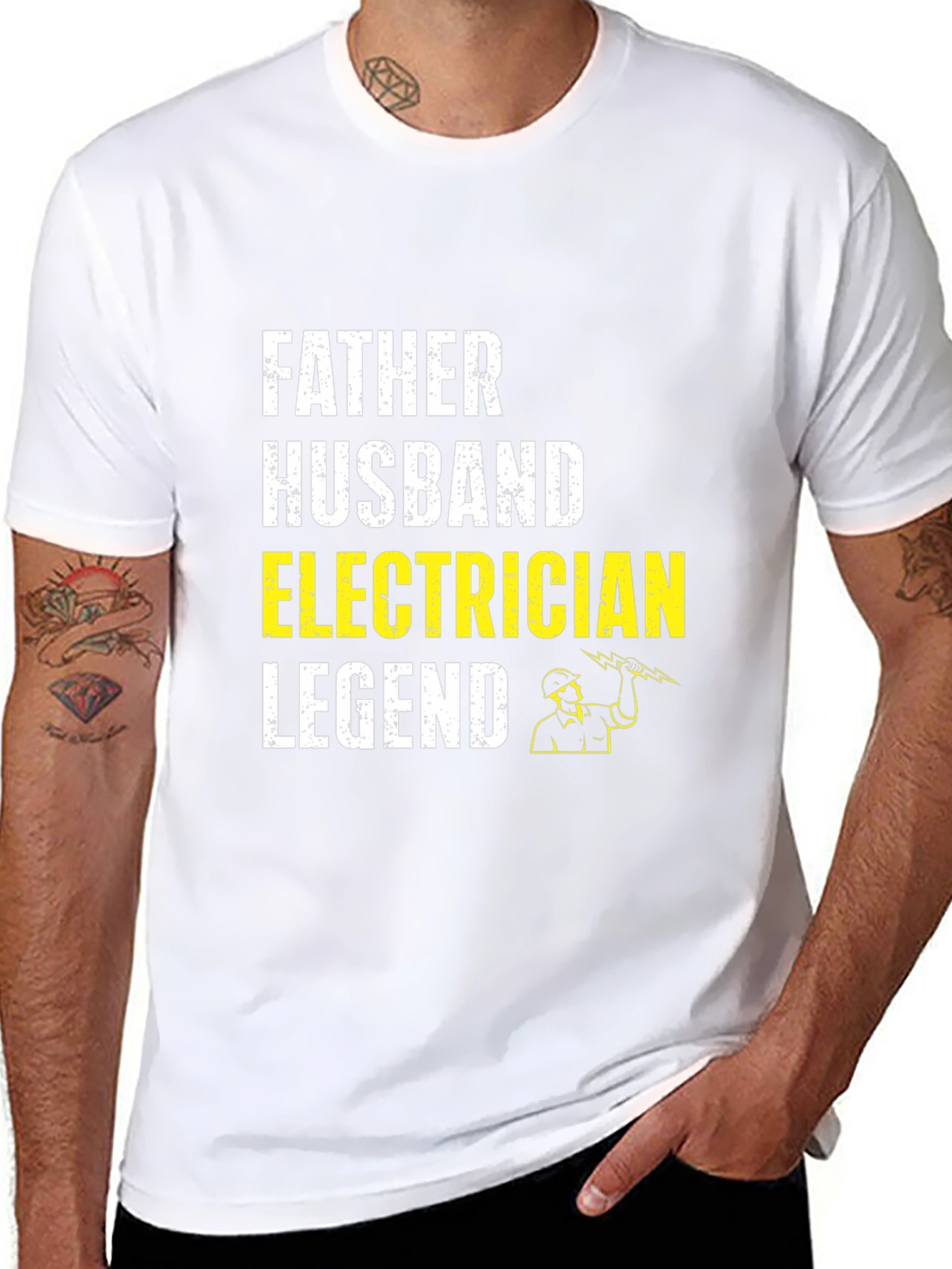 Black Father Husband Electrician Legend T-Shirt view 8