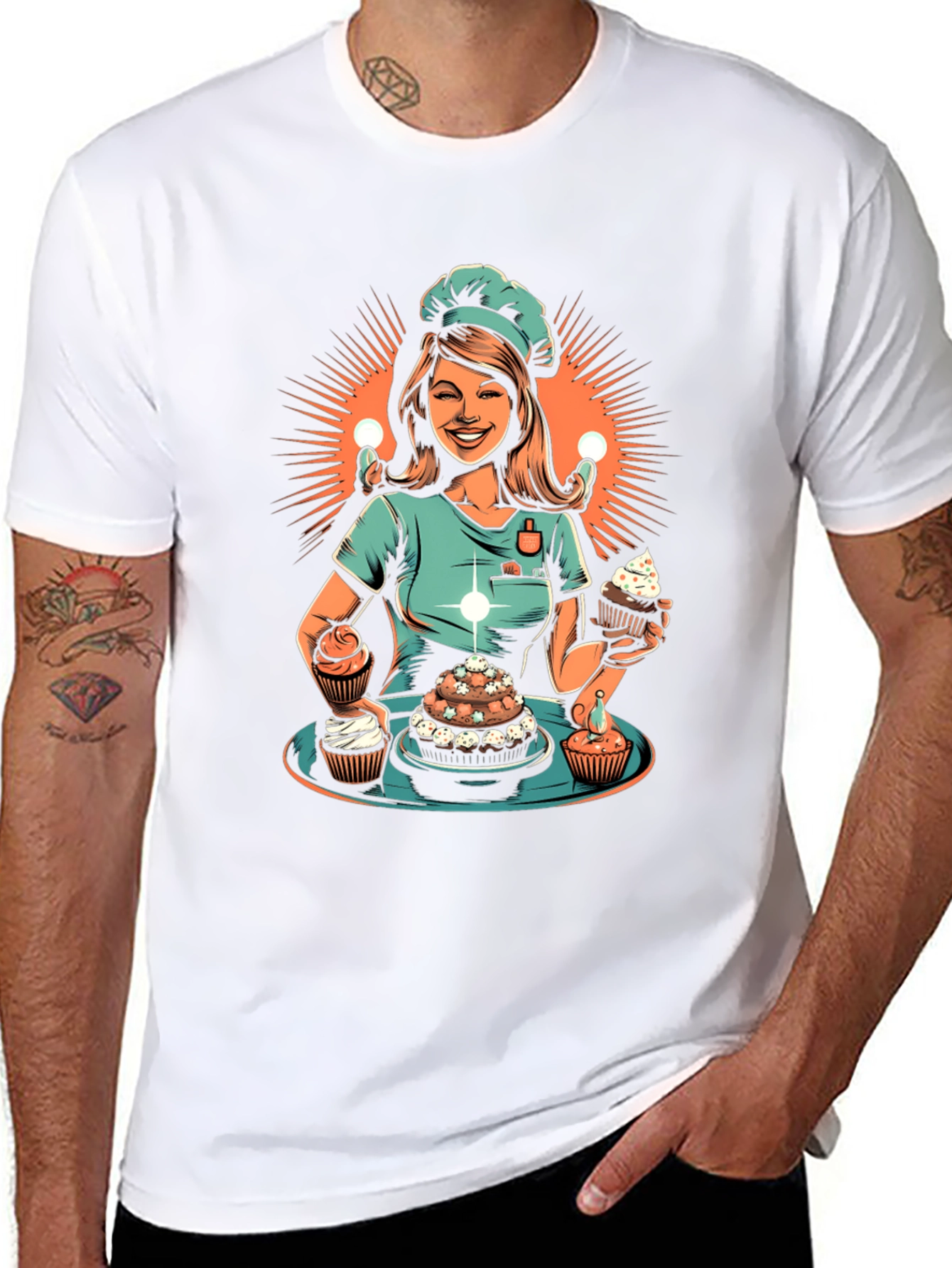 Black Chef Woman Cupcake T-Shirt view 8