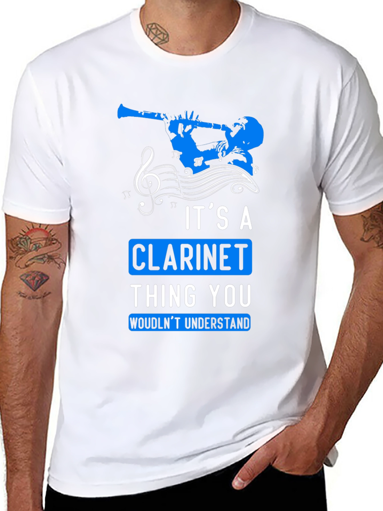 Black Clarinet Lover T-Shirt: It's a Clarinet Thing view 8