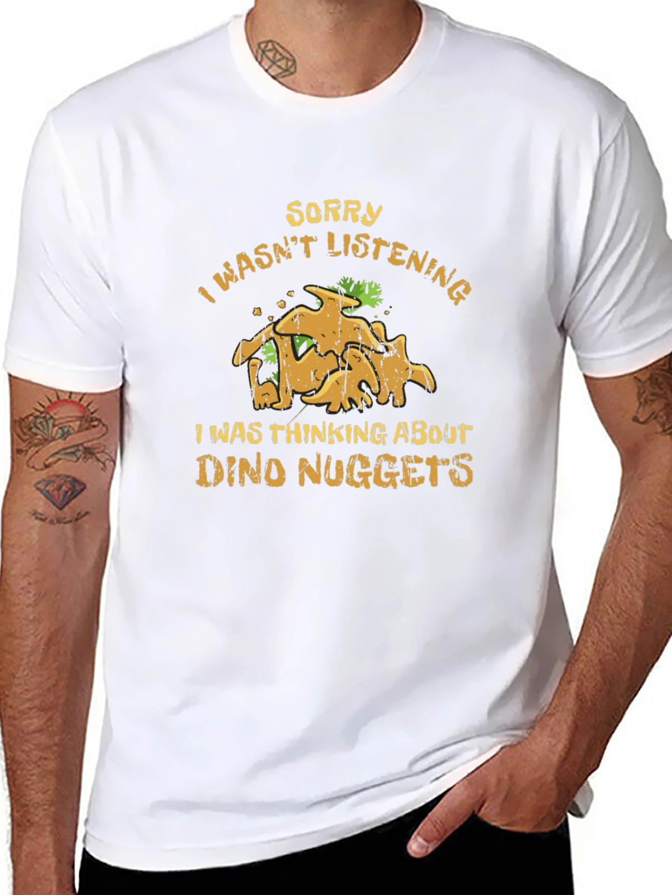 Black Dino Nuggets T-Shirt - Sorry Wasn't Listening view 8