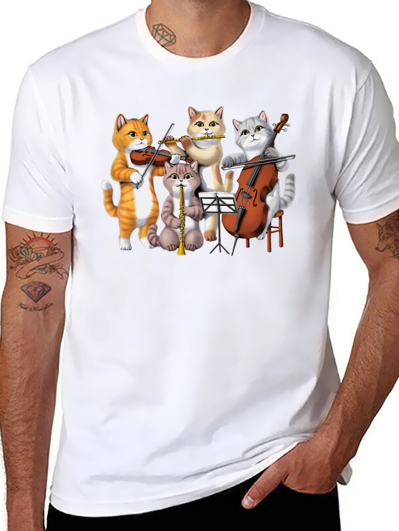 Black Cat Orchestra T-Shirt: Musical Felines Tee view 8