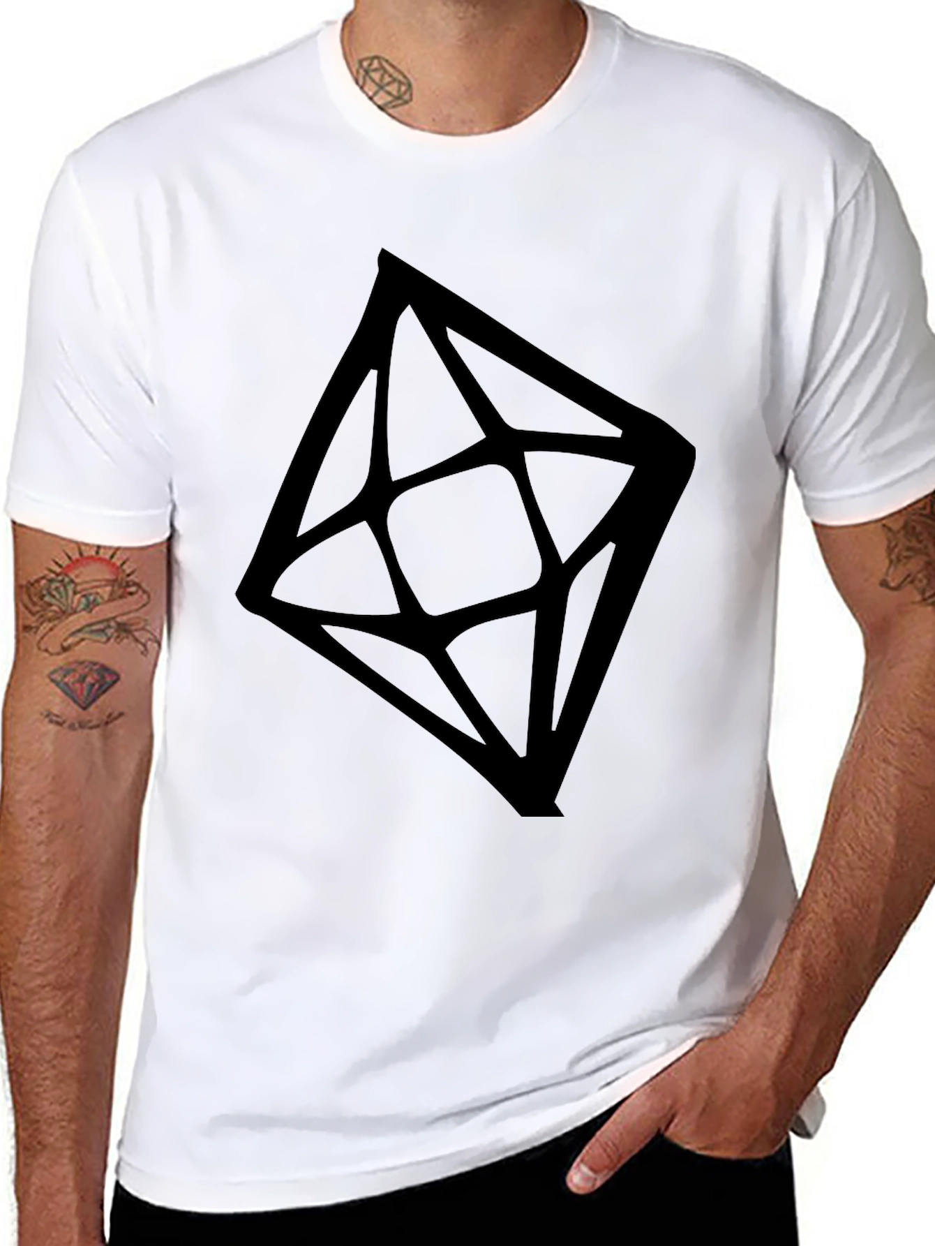 Black Geometric Black Tee - Modern Minimalist Style view 8