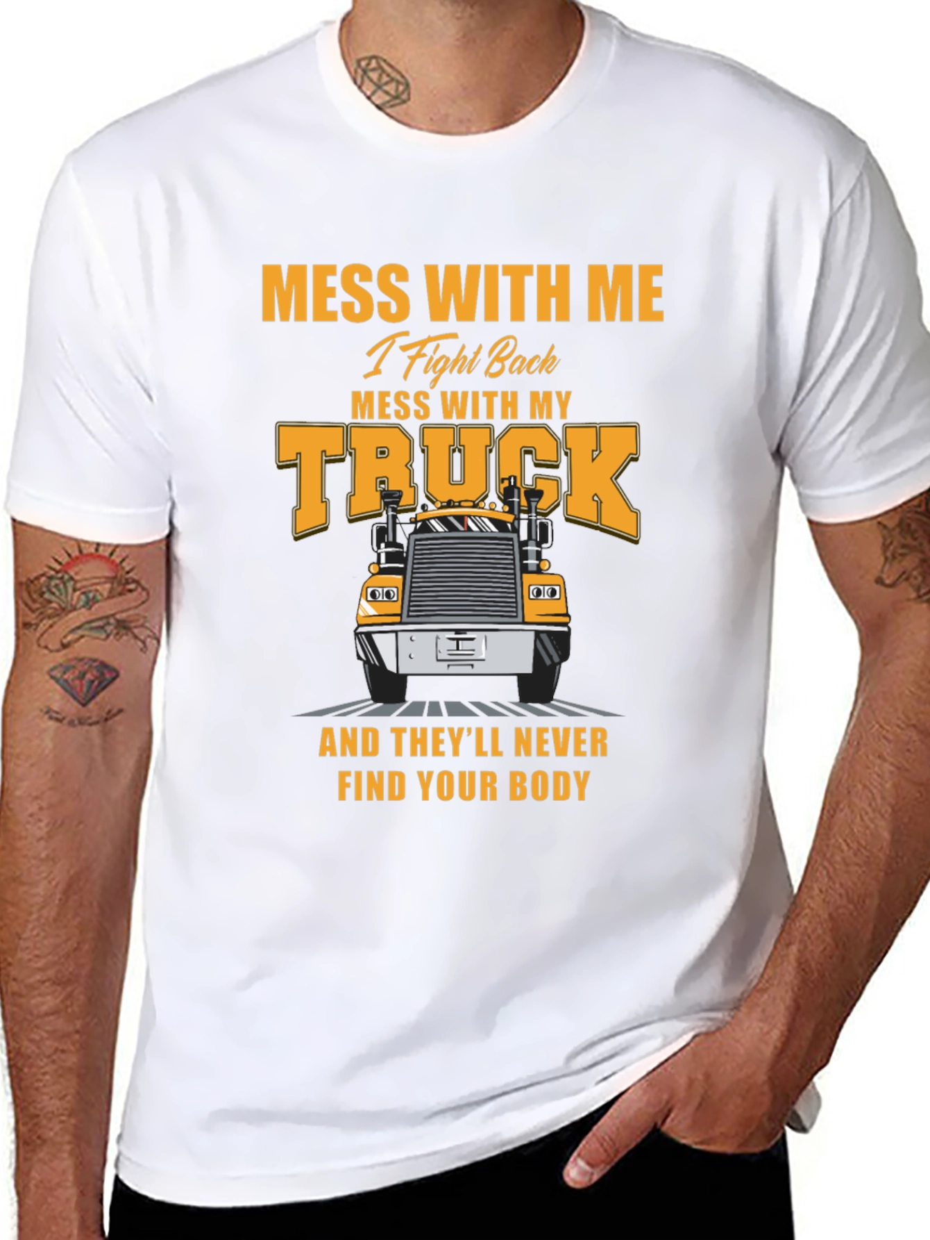 Black Trucker T-Shirt: Mess With My Truck view 8