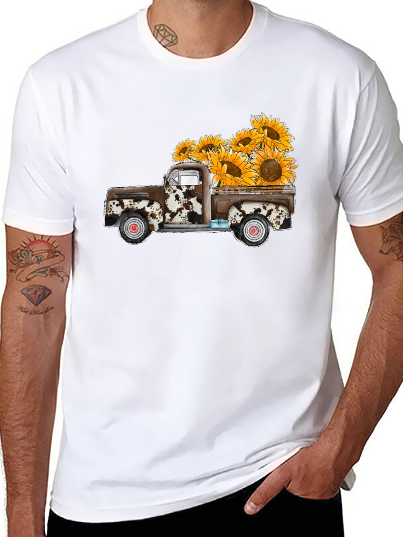 Black Sunflower Truck Graphic Tee - Casual Comfort view 8