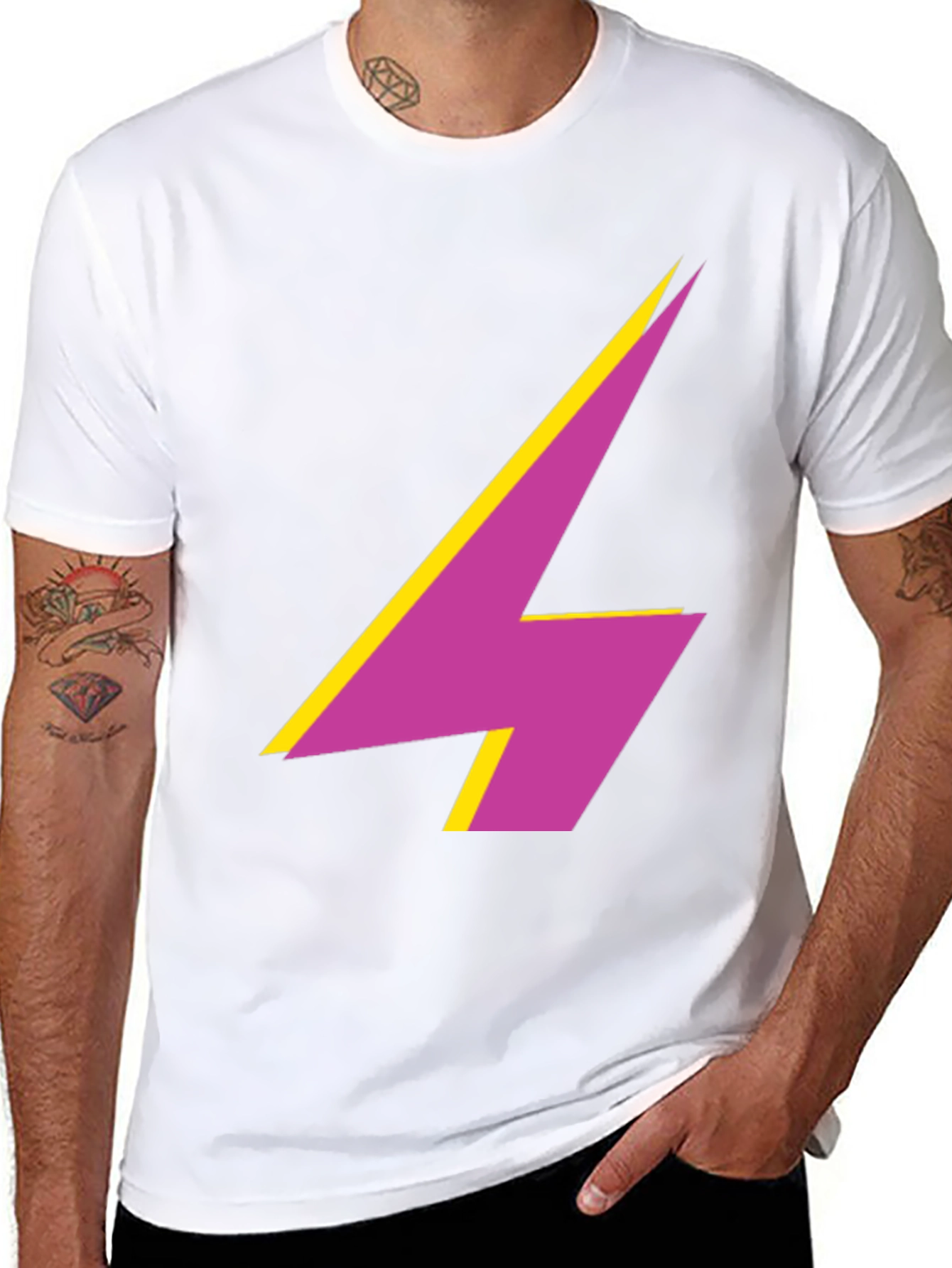 Black Bold Lightning Bolt Graphic Tee - Modern Style view 8
