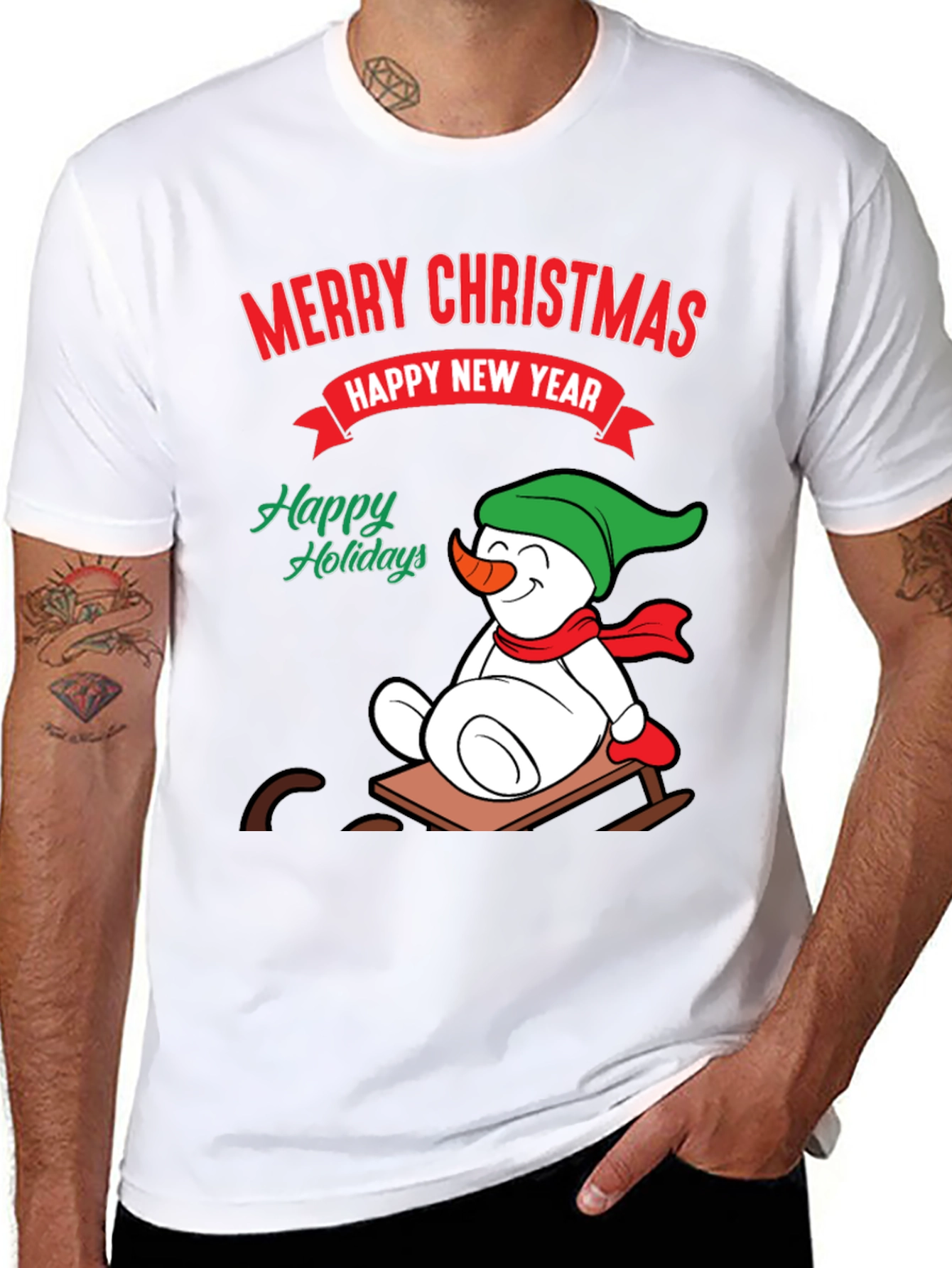 Black Festive Holiday T-Shirt: Merry Christmas & Happy New Year view 8