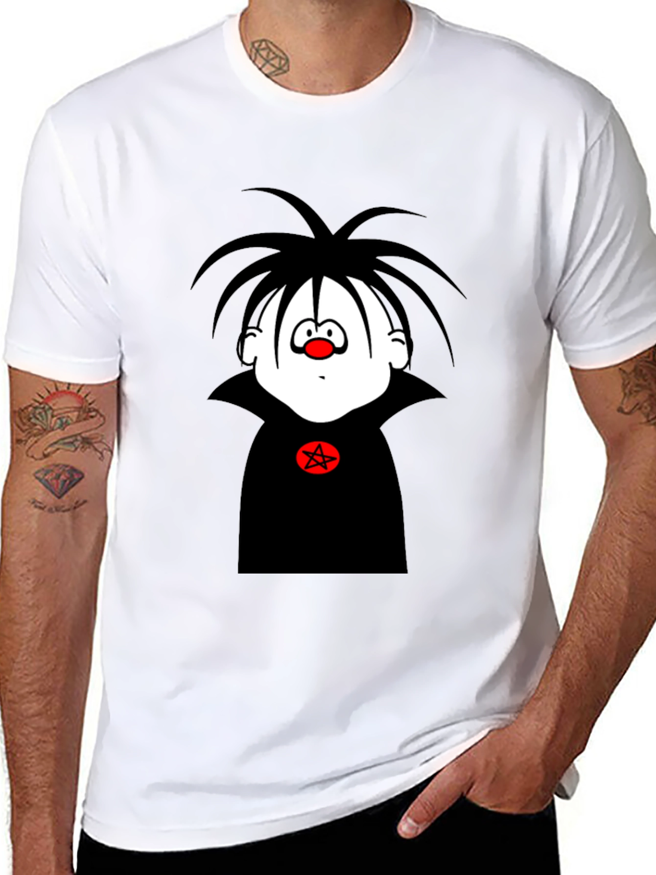 Black Cartoon Vampire T-Shirt - Men's Black Graphic Tee view 8