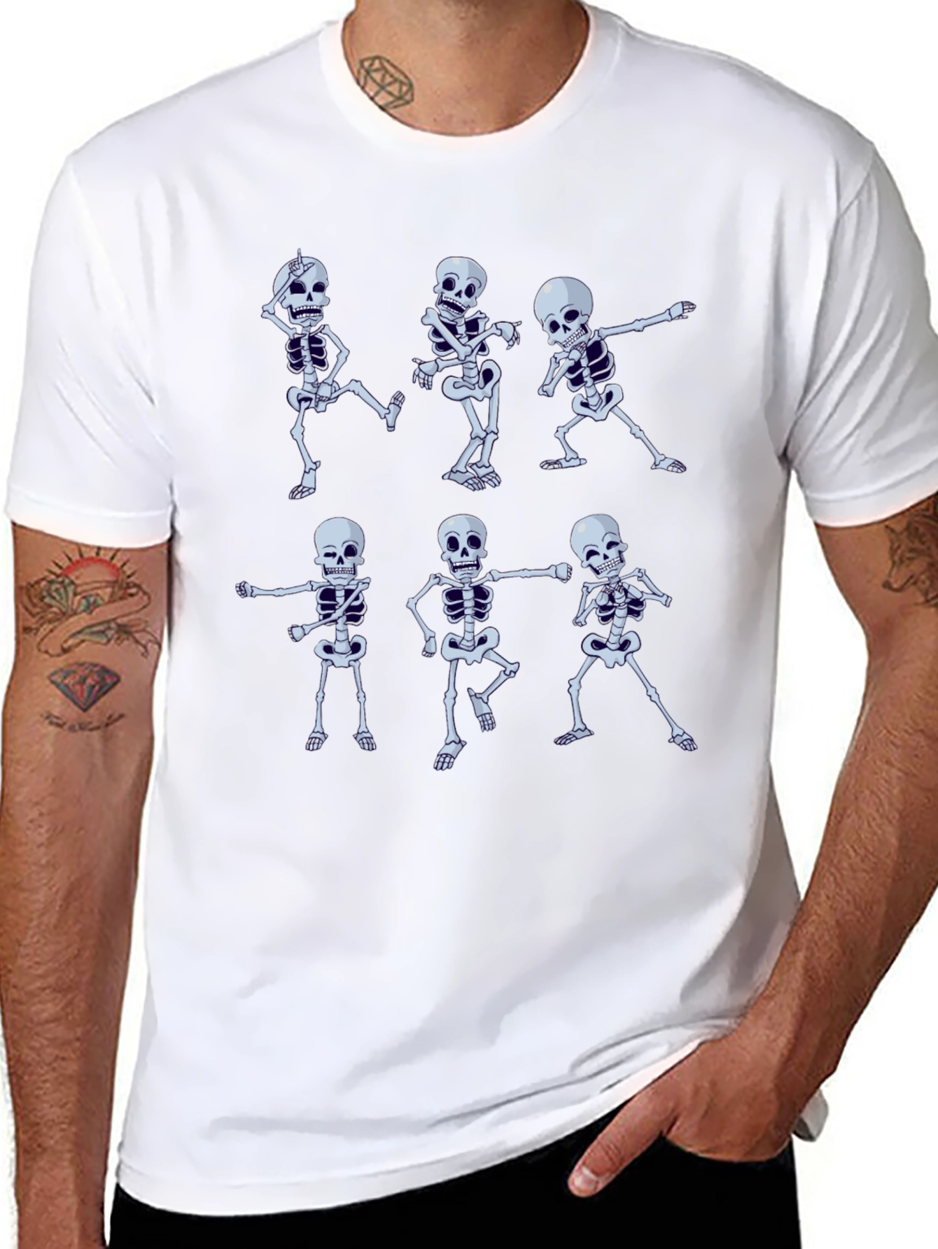 Black Dancing Skeleton T-Shirt - Halloween Graphic Tee view 8