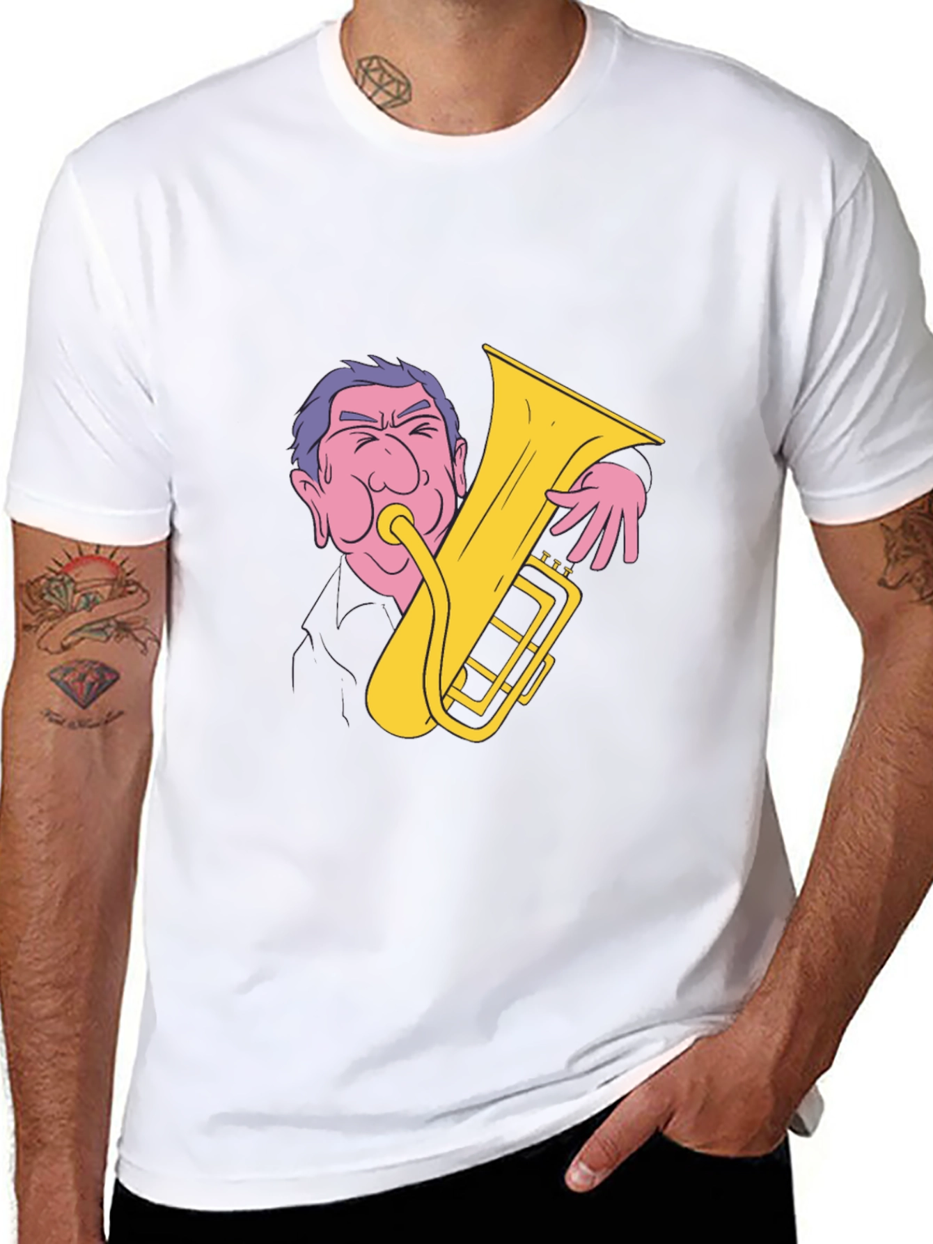 Black Man Playing Tuba Graphic T-Shirt view 8