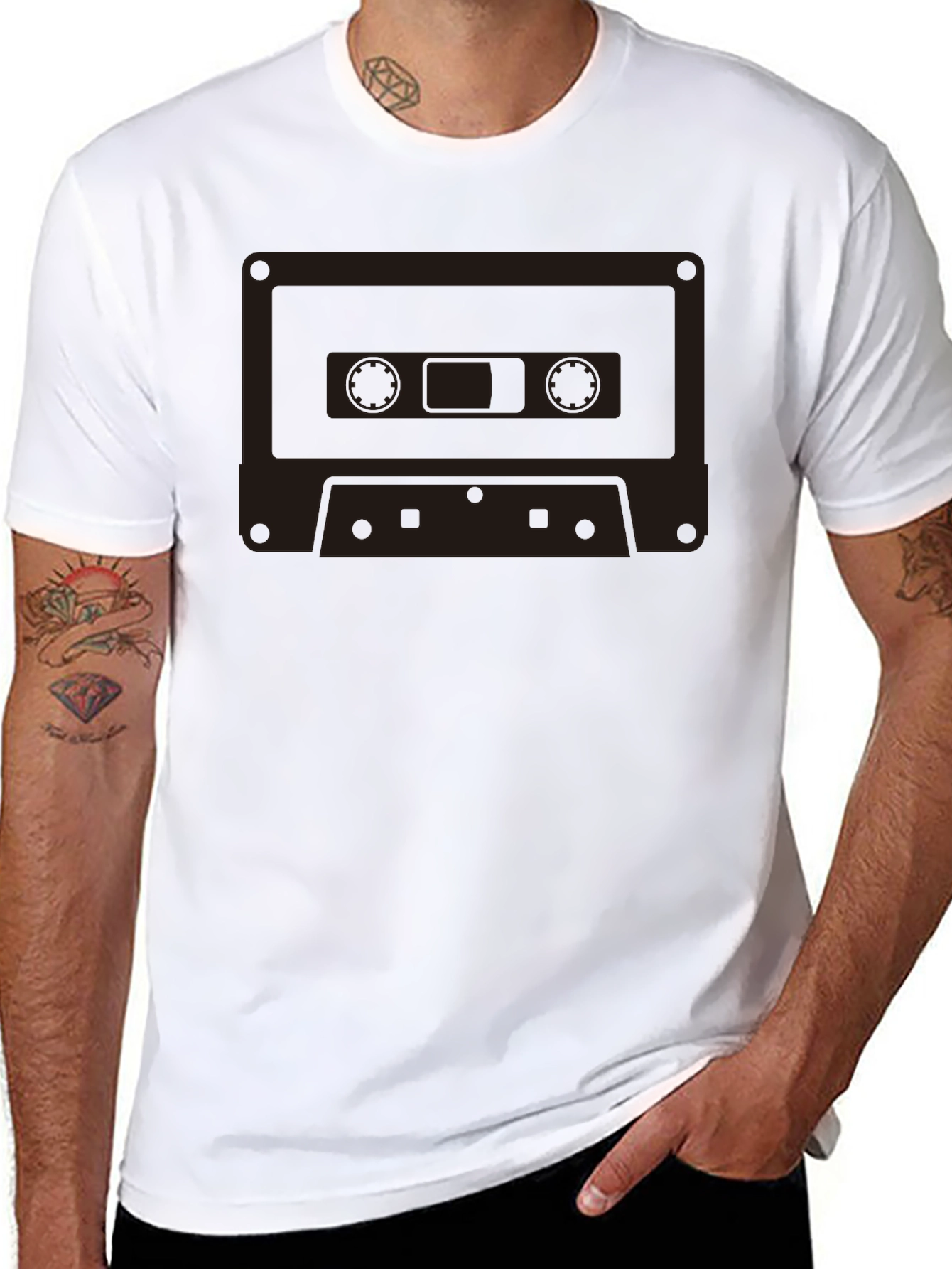 Black Retro Cassette Tape Graphic T-Shirt - Classic Black Tee view 8