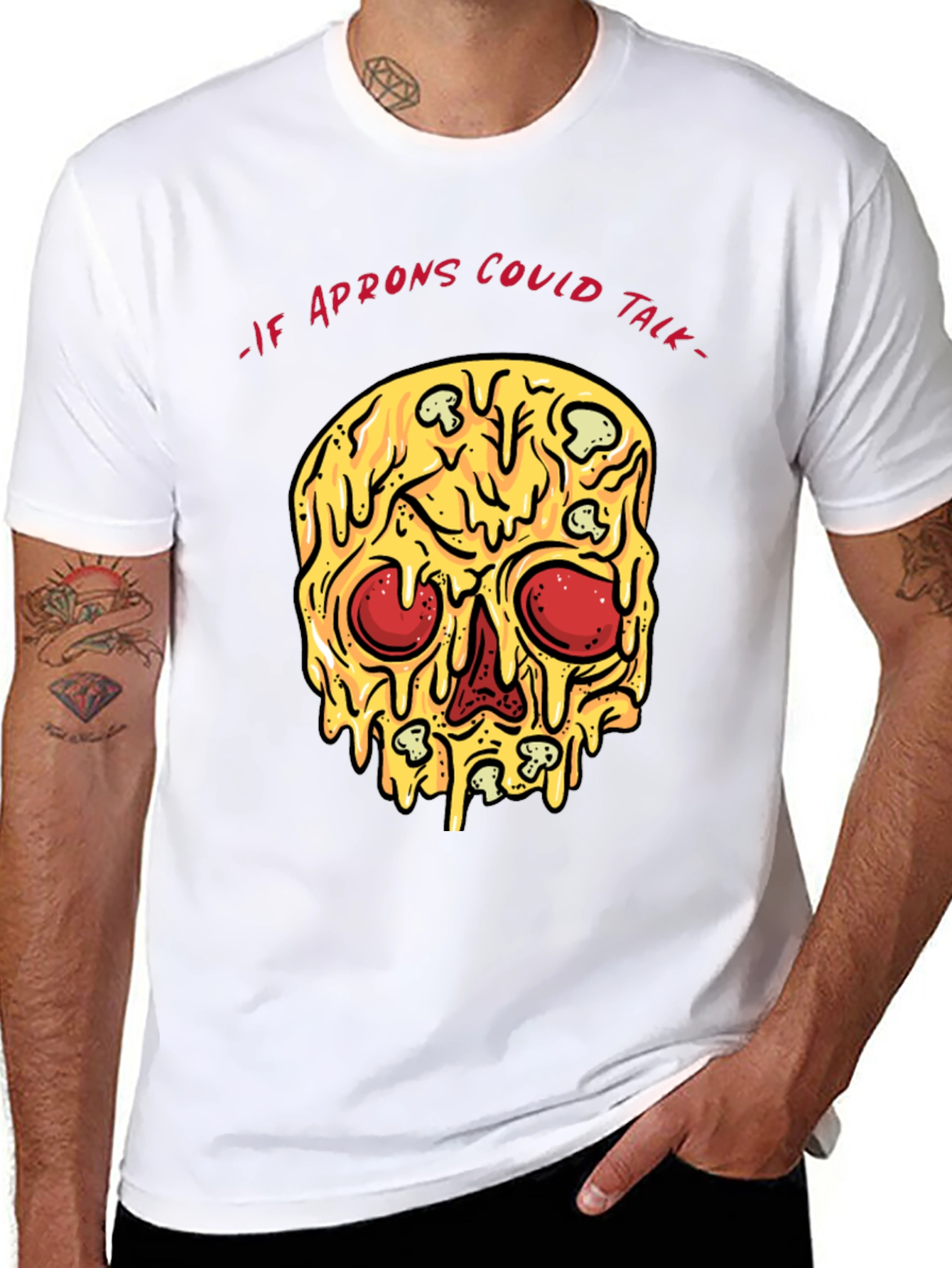 Black Pizza Skull T-Shirt - If Aprons Could Talk view 8