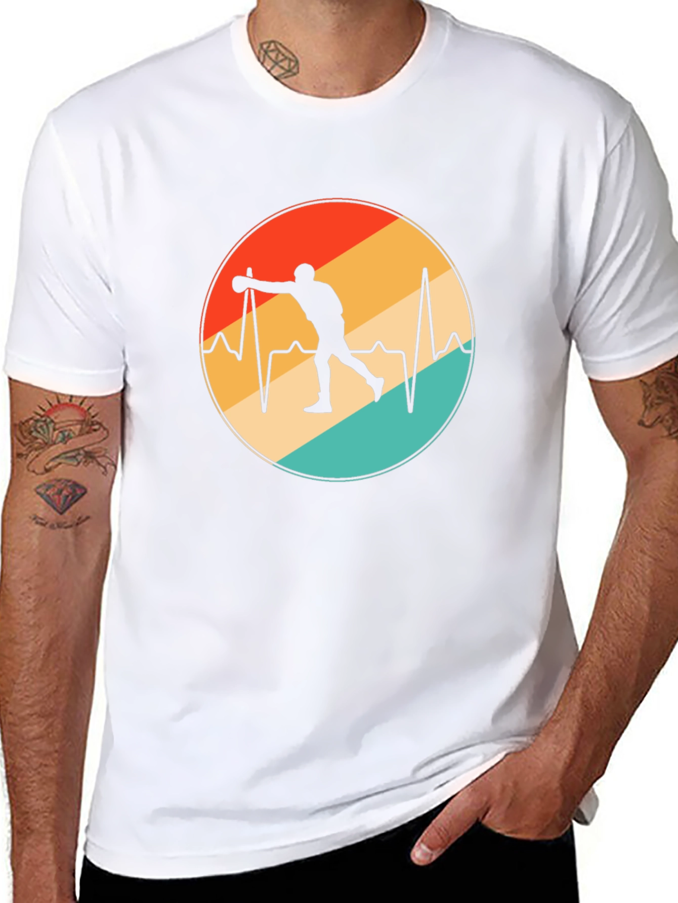 Black Bowling Heartbeat T-Shirt - Retro Design view 8