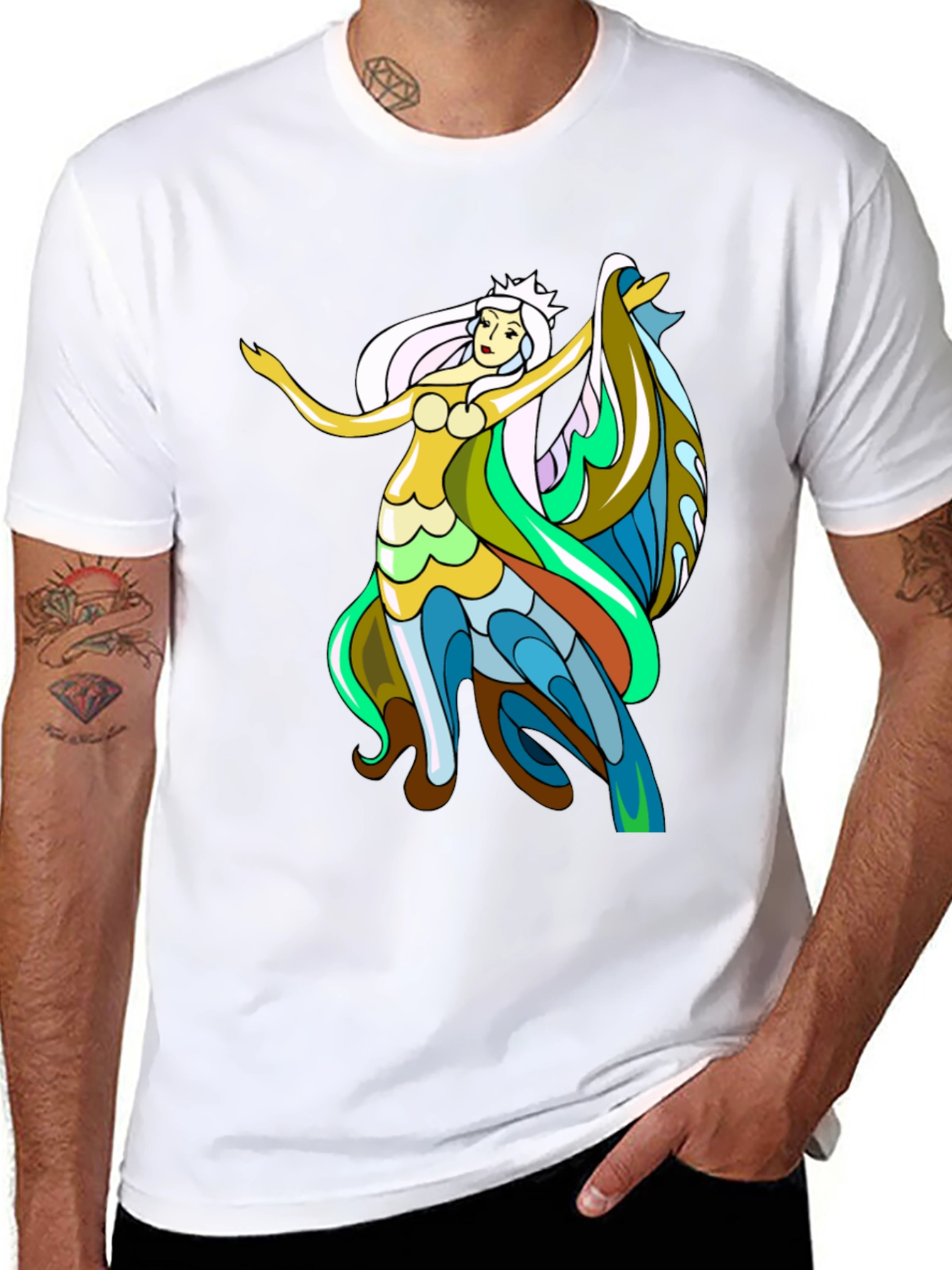 Mythical Mermaid Graphic Tee - Black - 8