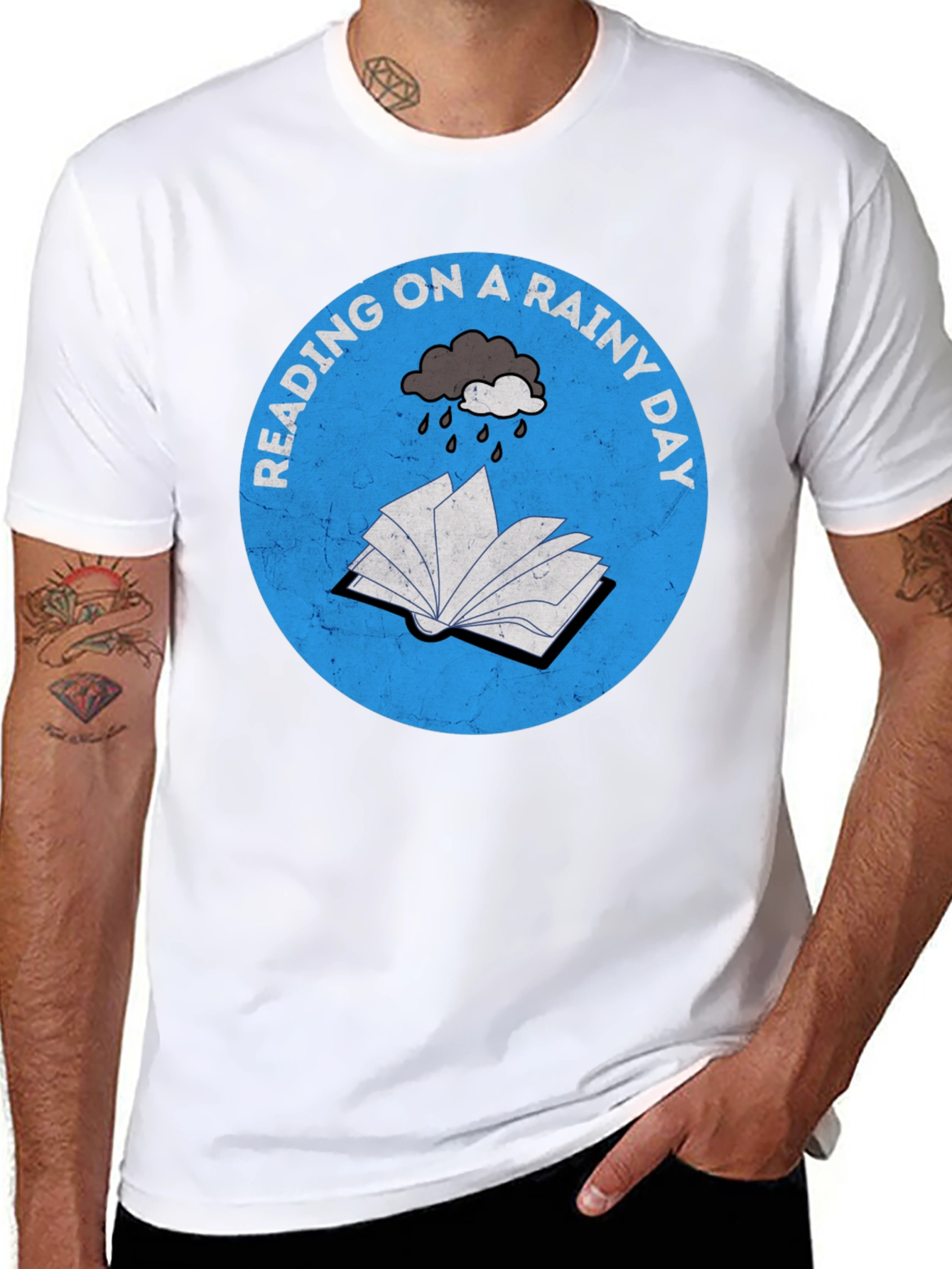 Black Rainy Day Reading T-Shirt view 8