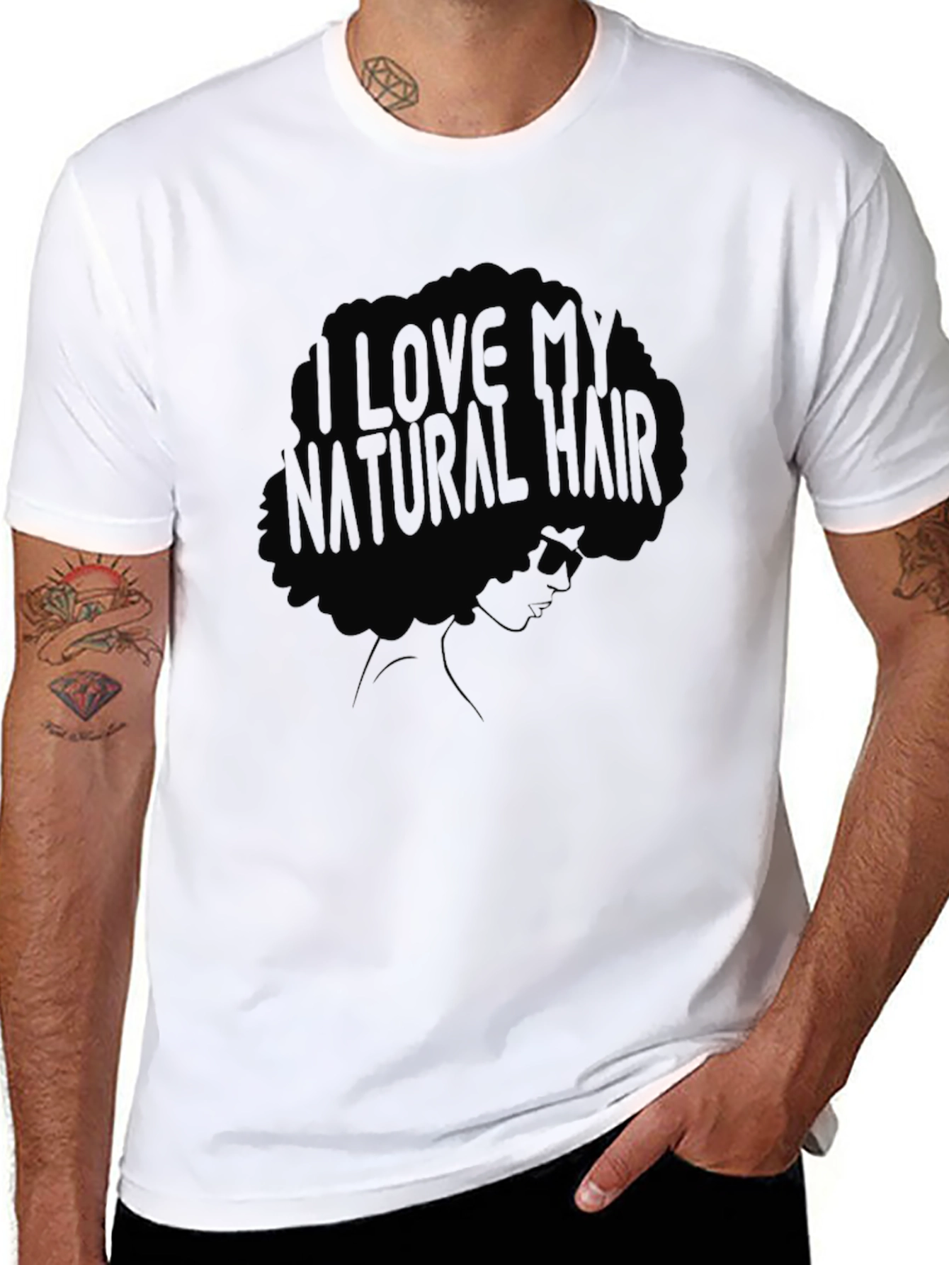 Black I Love My Natural Hair Graphic Tee view 8