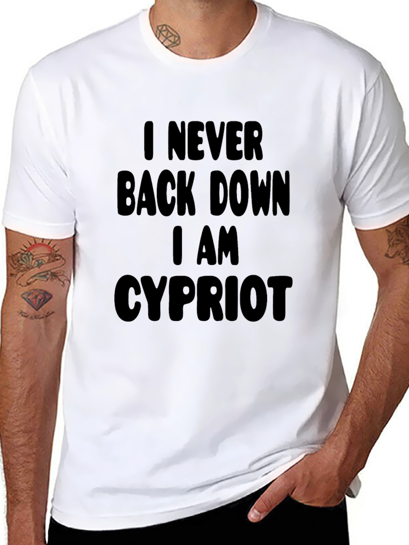 Black I Never Back Down Cypriot Black T-Shirt view 8
