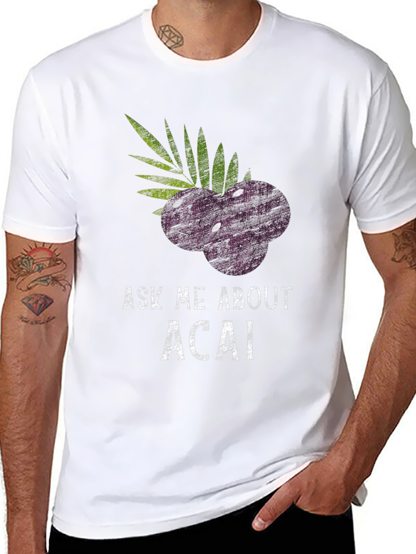 Black Ask Me About Acai Black T-Shirt view 8