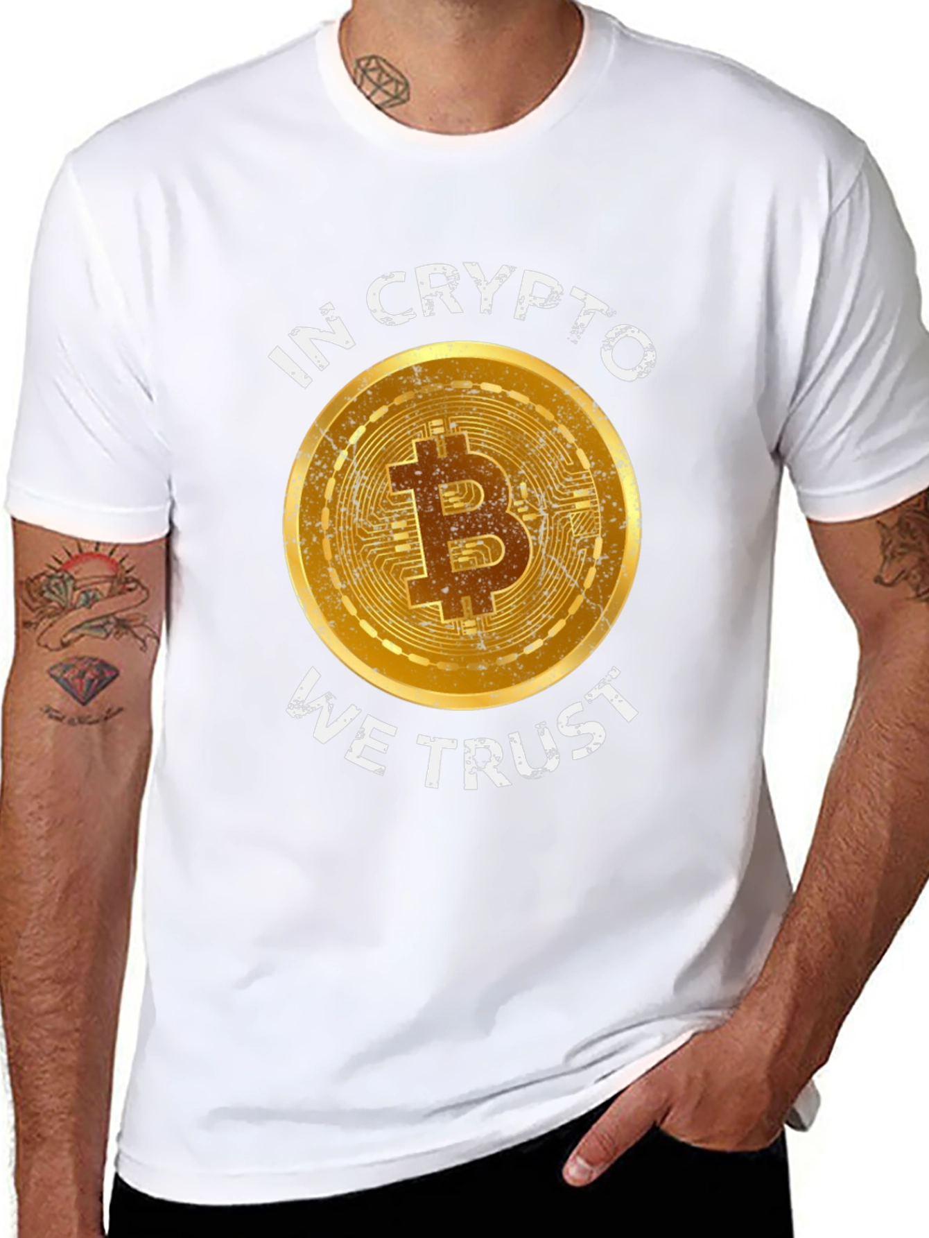 Black Crypto Enthusiast Bitcoin T-Shirt - "In Crypto We Trust" view 8