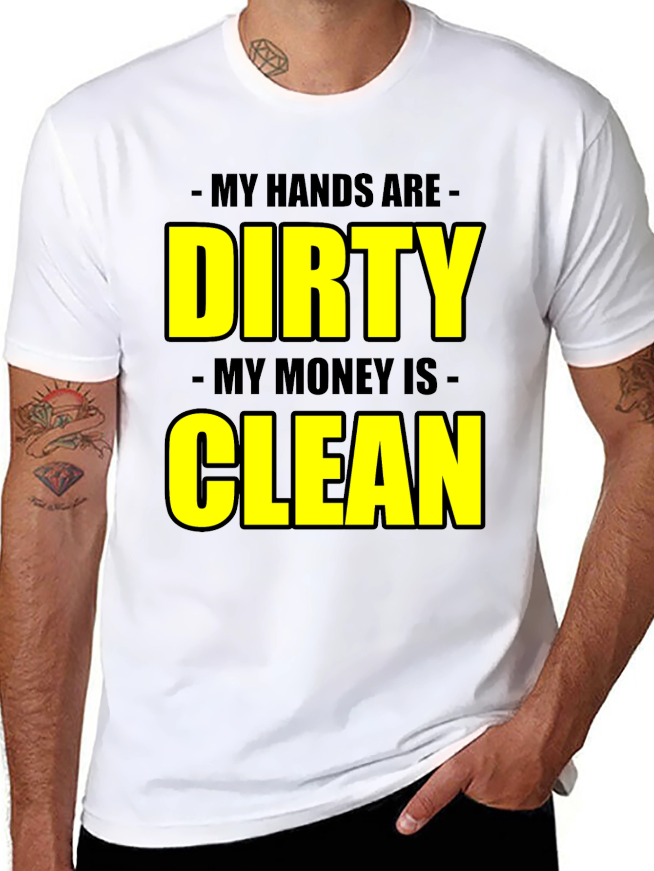 Black Dirty Hands Clean Money Graphic Tee view 8
