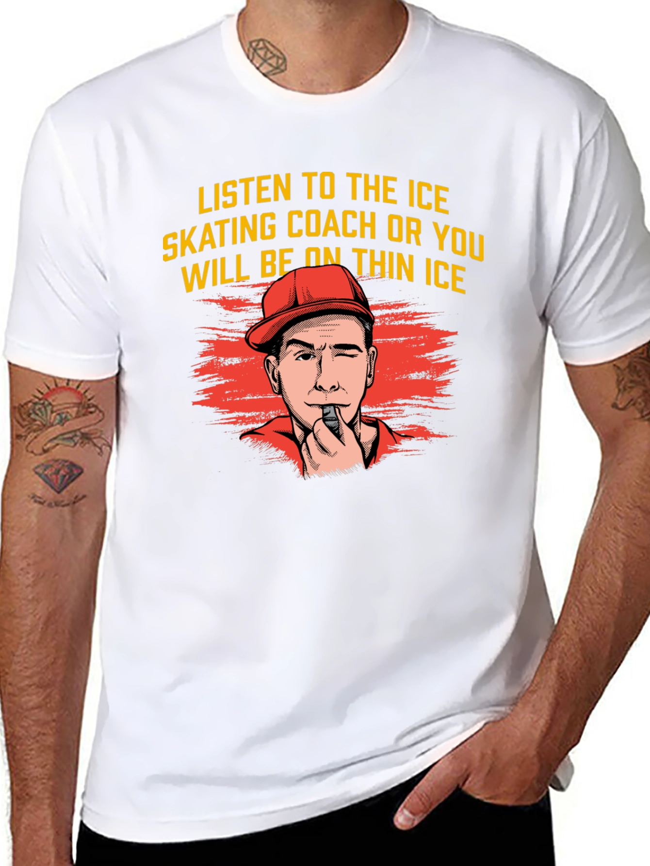Black Listen To Ice Skating Coach Black Graphic Tee view 8