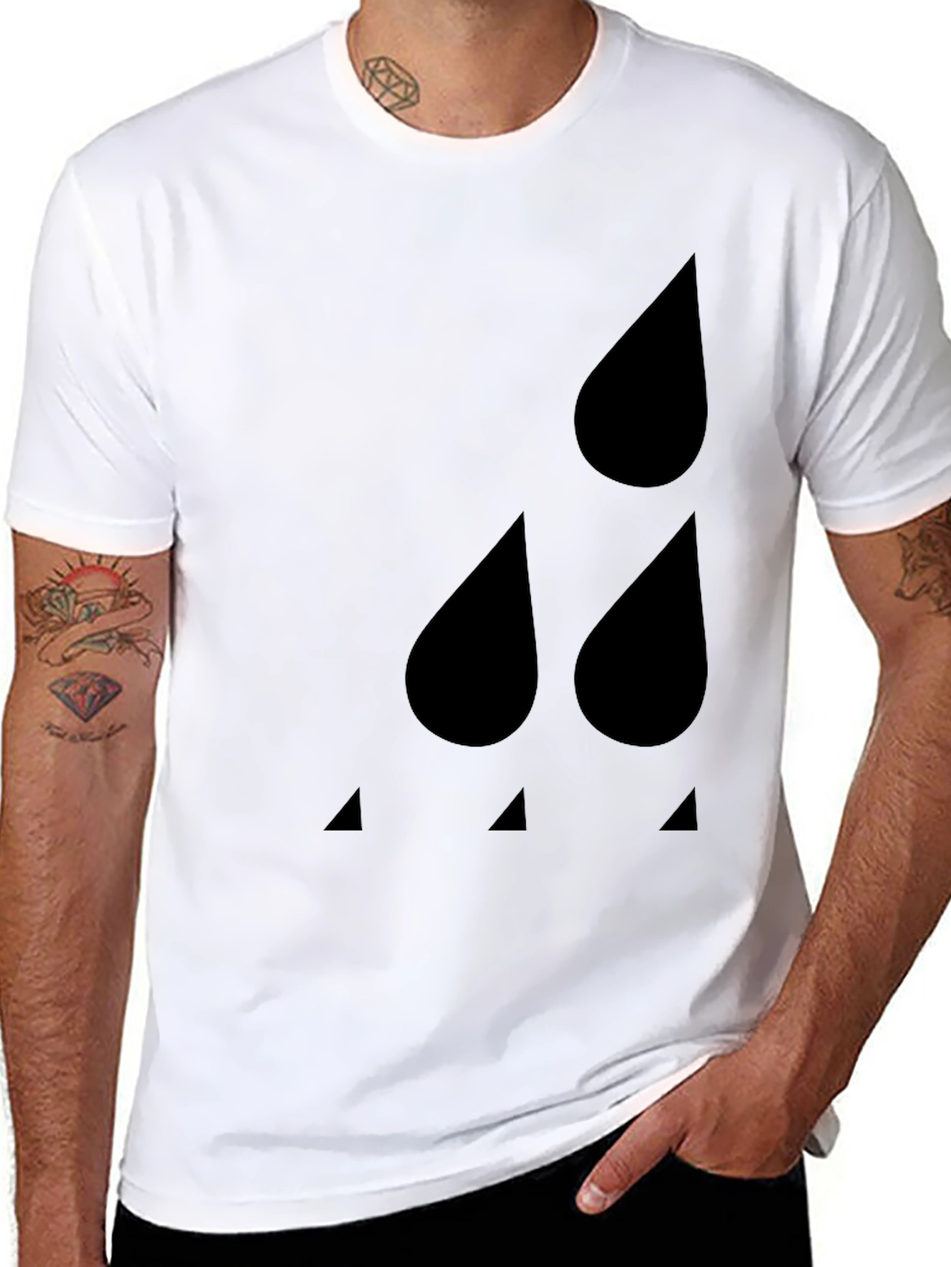 Black Modern Minimalist Raindrop T-Shirt view 8