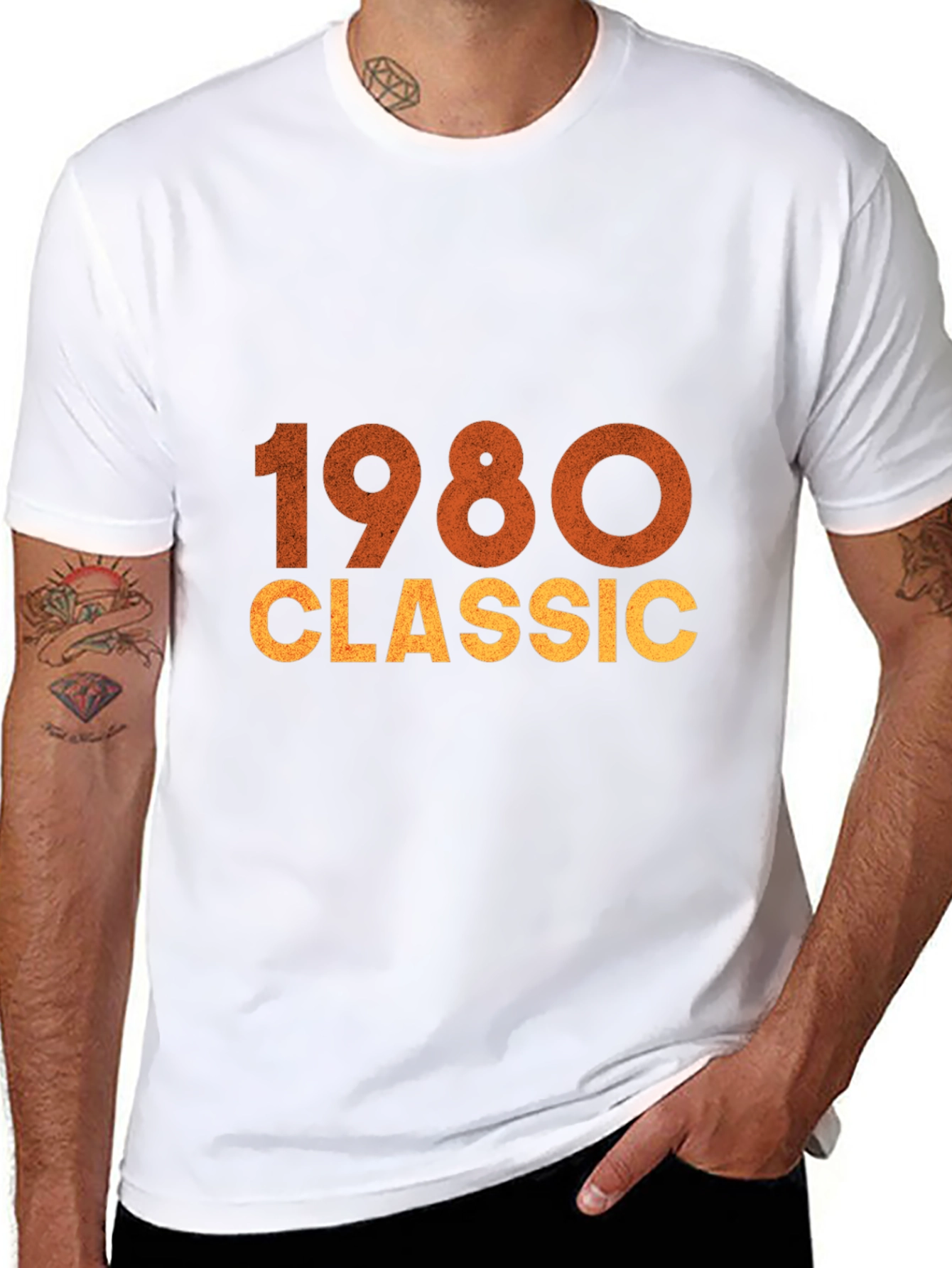 Black 1980 Classic Graphic Tee - Vintage Style view 8