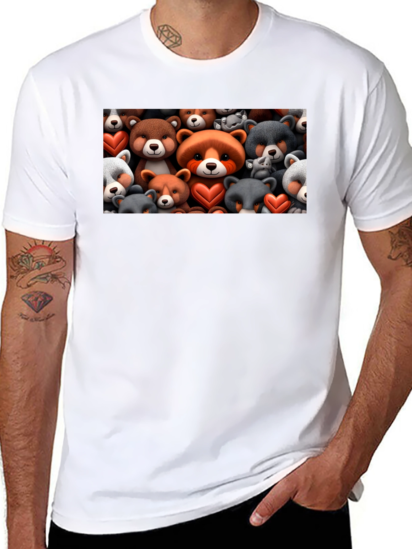 Black Bear Heart T-Shirt - Cute Cartoon Animal Tee view 8