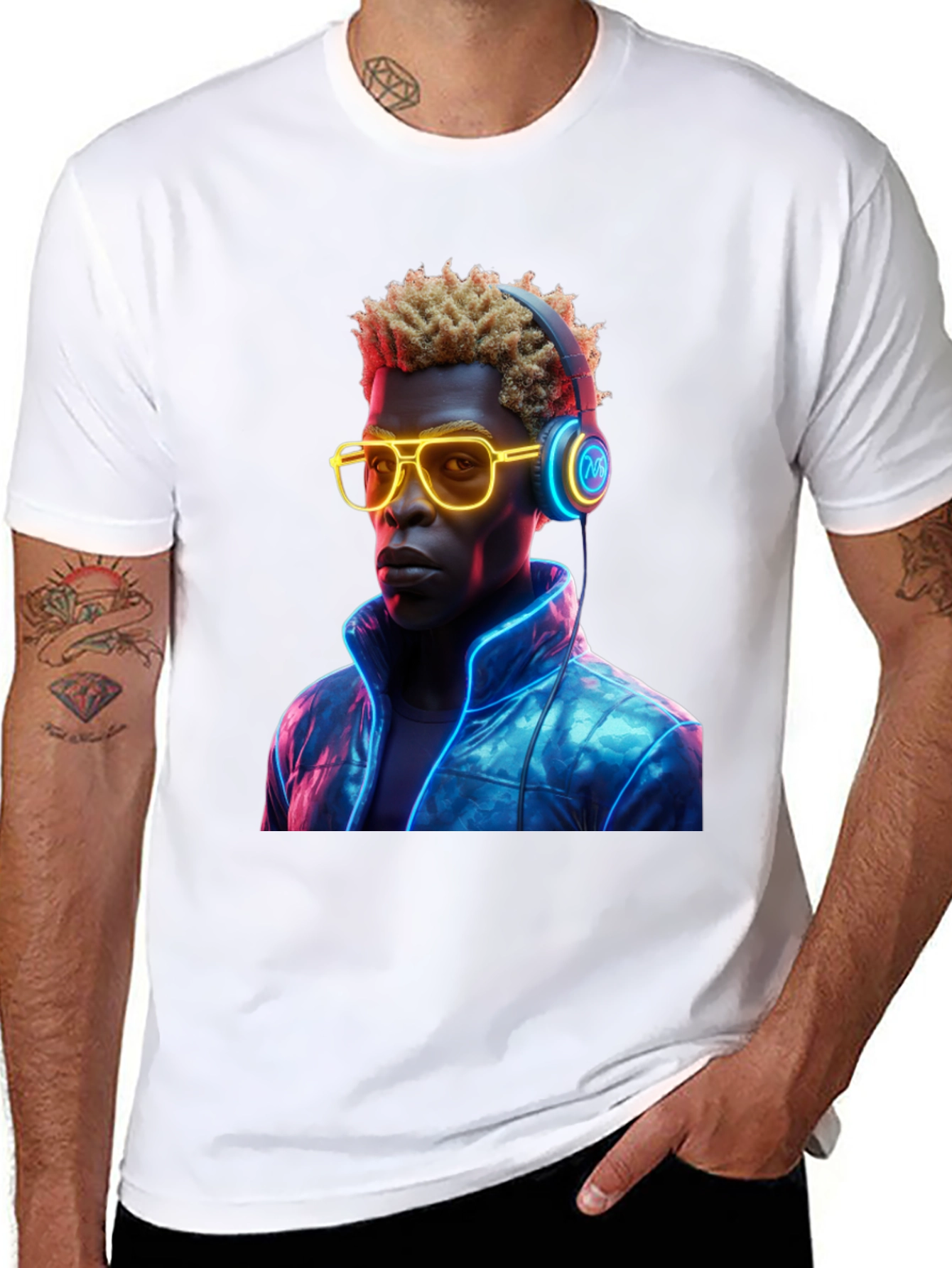 Black Neon Vibes Graphic Tee - Cool Trendy Style view 8