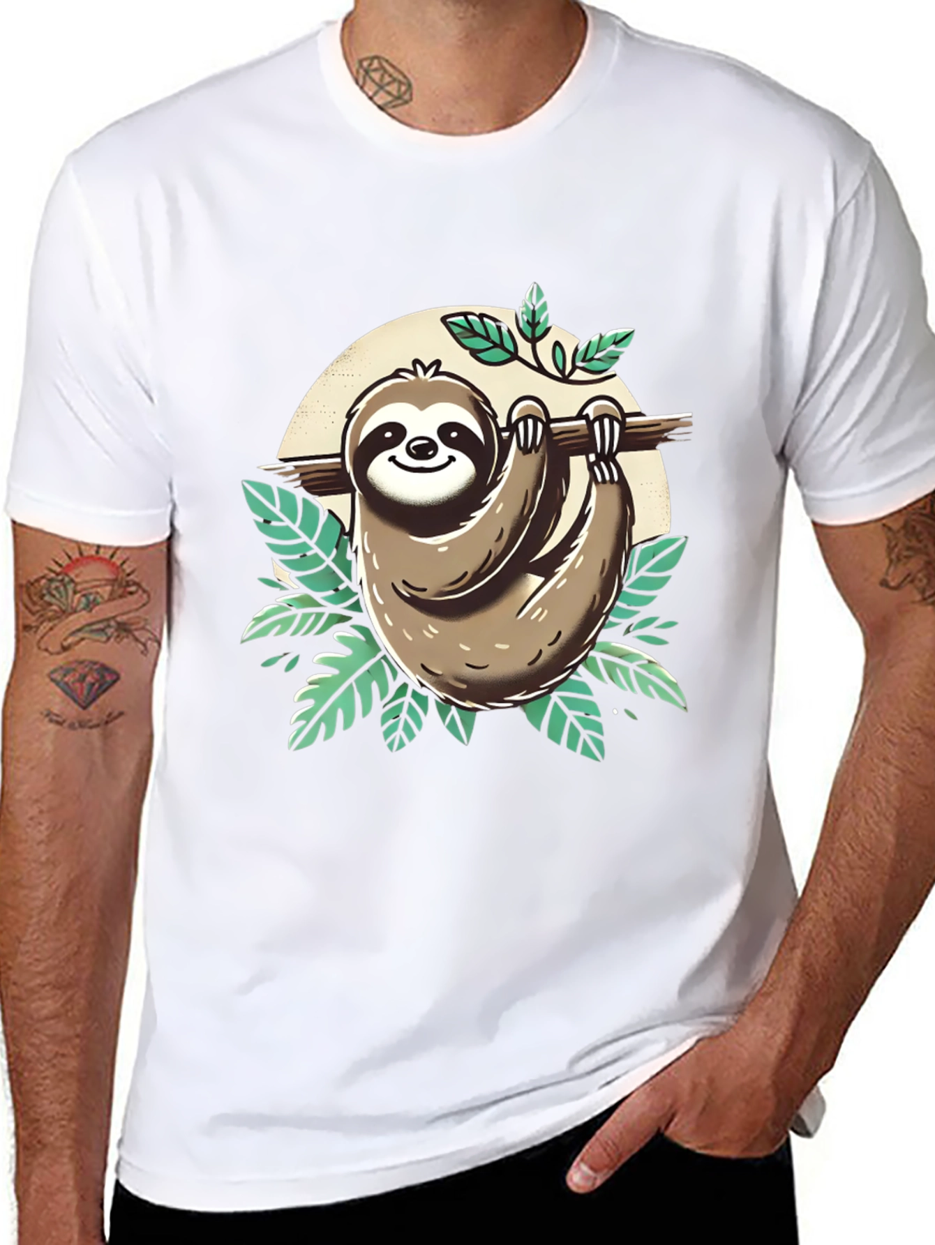 Sloth Graphic Tee - Relaxed & Fun - 8