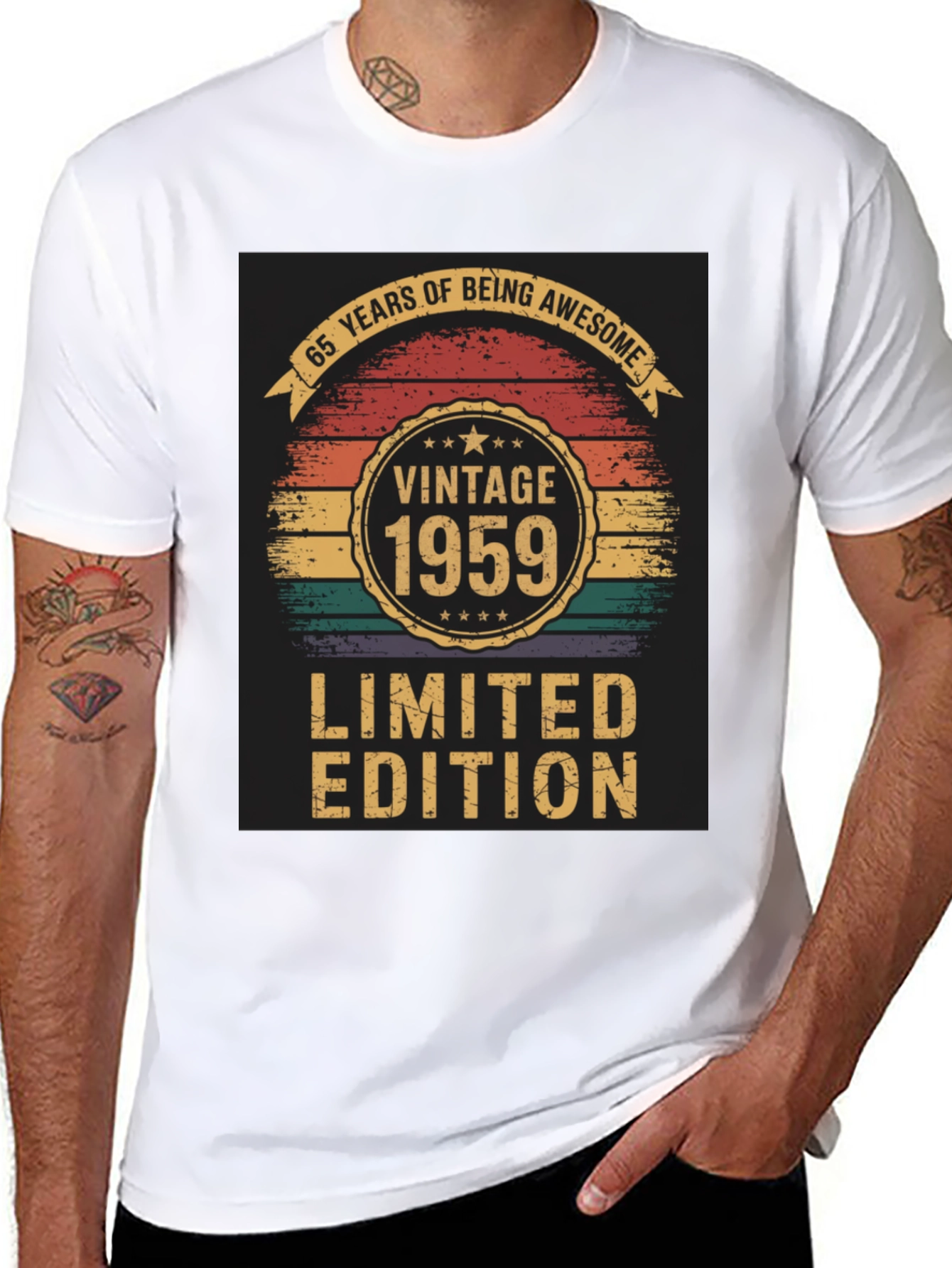 Black Vintage 1959 Limited Edition 65th Birthday T-Shirt view 8