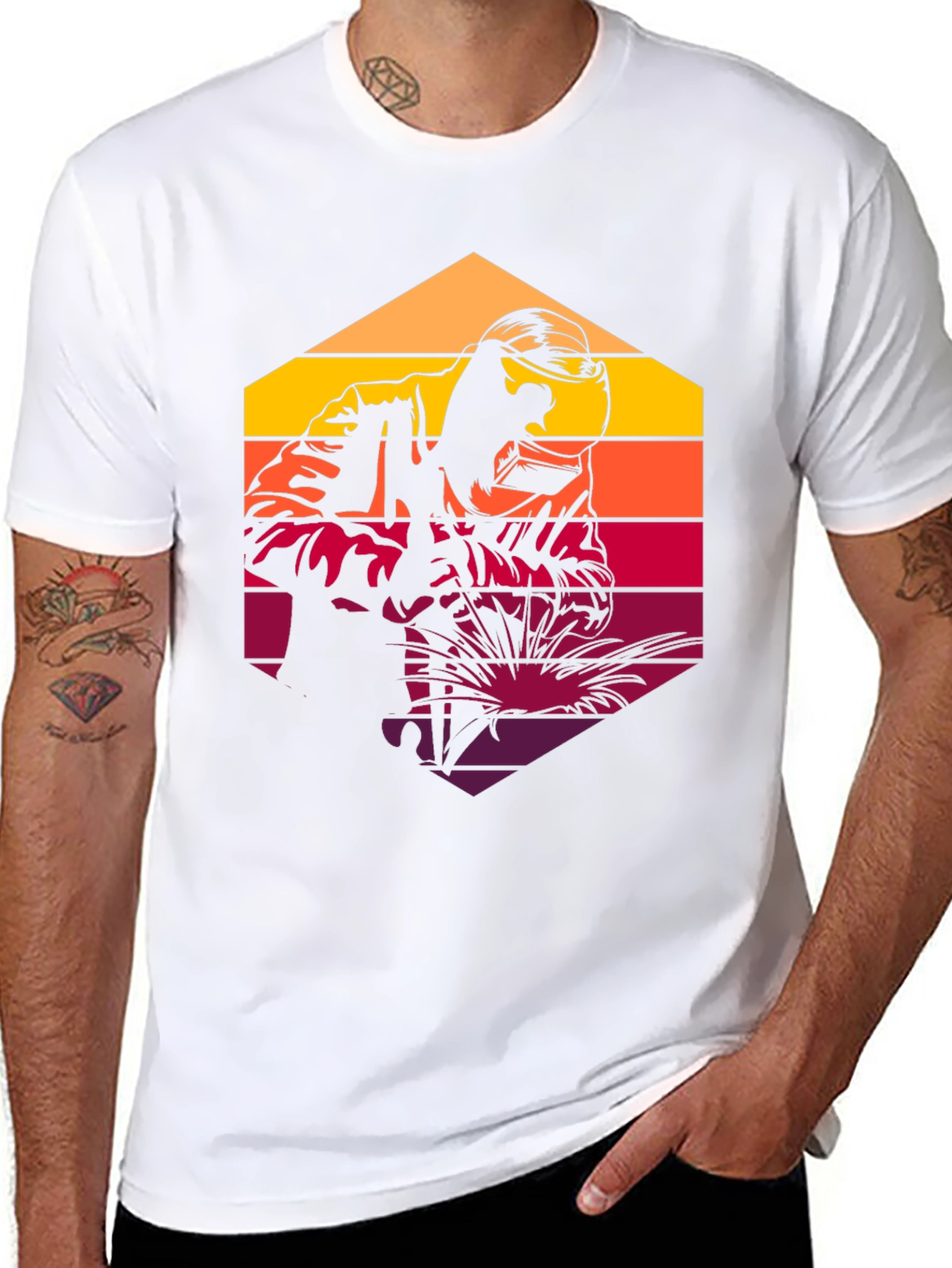 Black Retro Welder Graphic T-Shirt - Black view 8