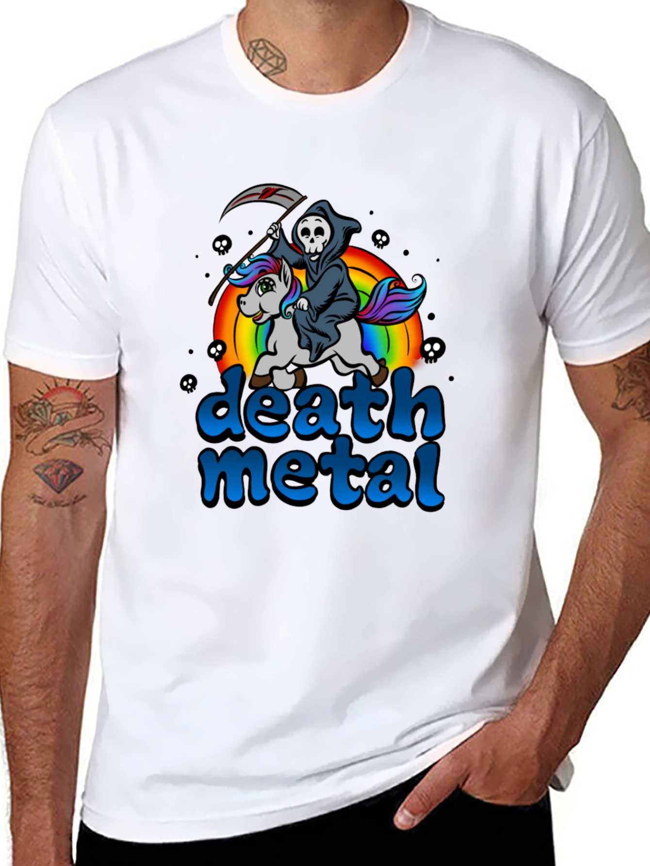 Black Death Metal Unicorn T-Shirt view 8
