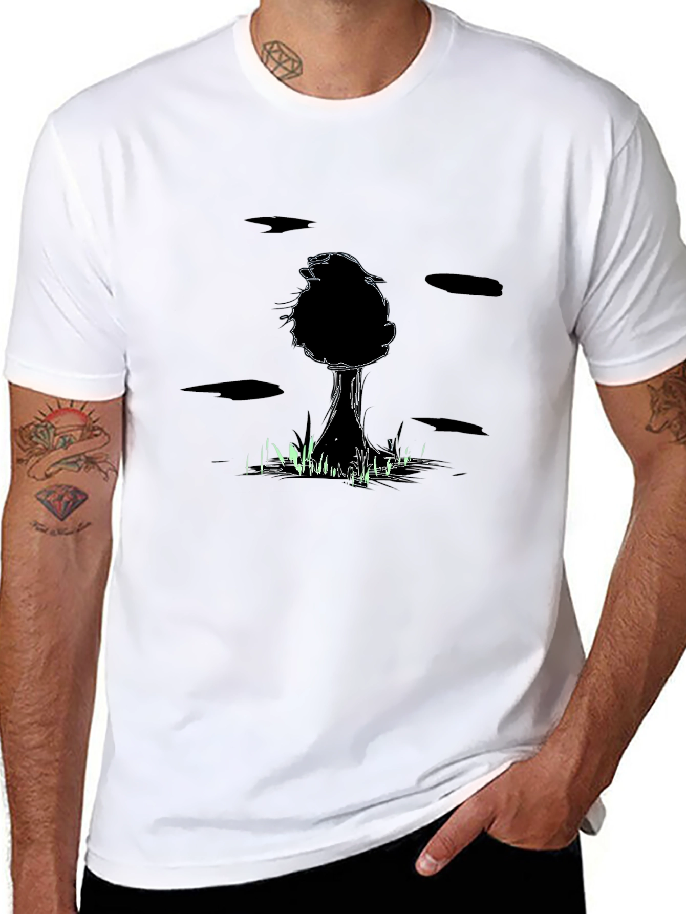 Black Men's Black Tree Graphic Tee view 8