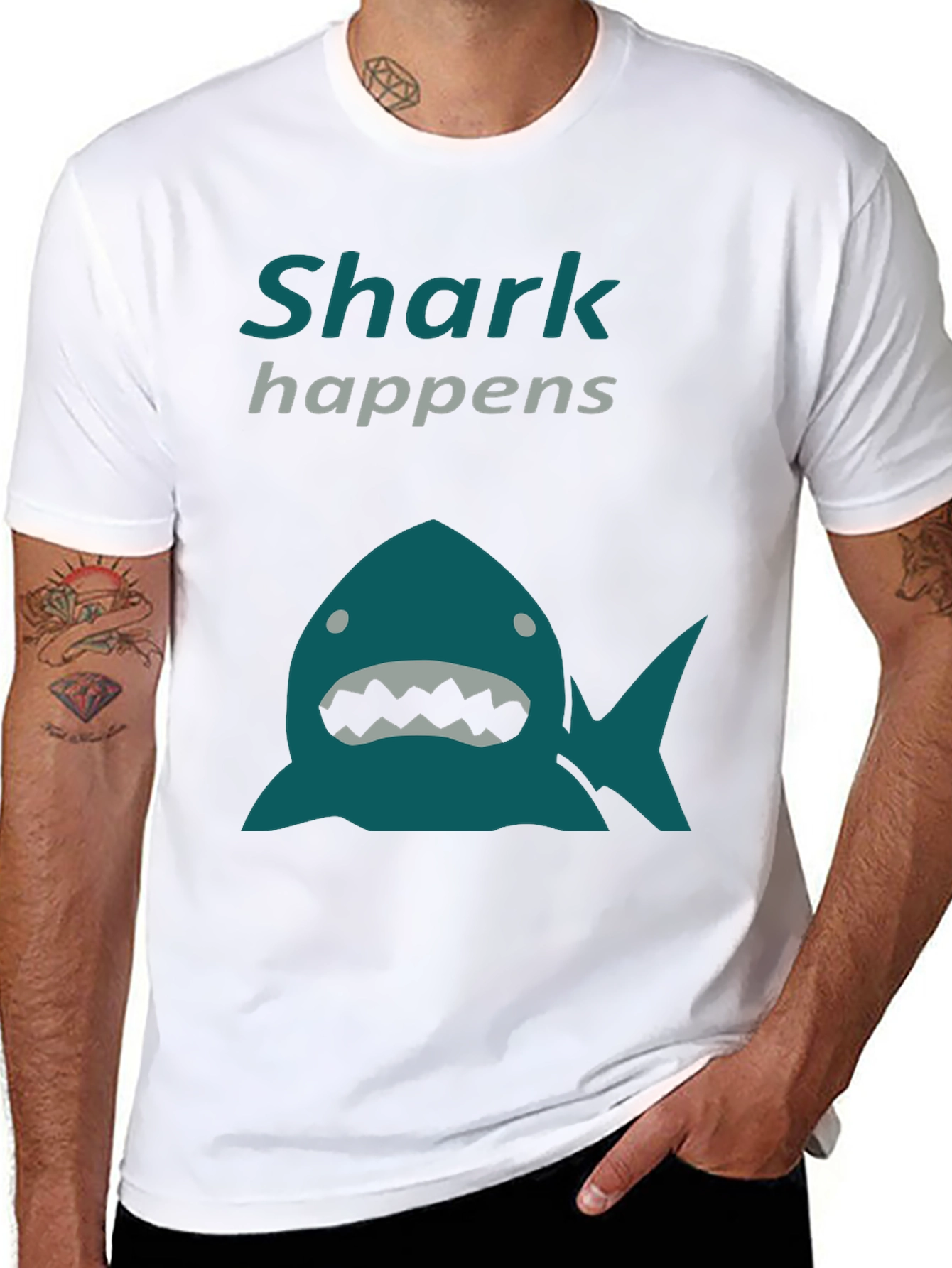 Black Shark Happens Graphic T-Shirt - Novelty Tee view 8