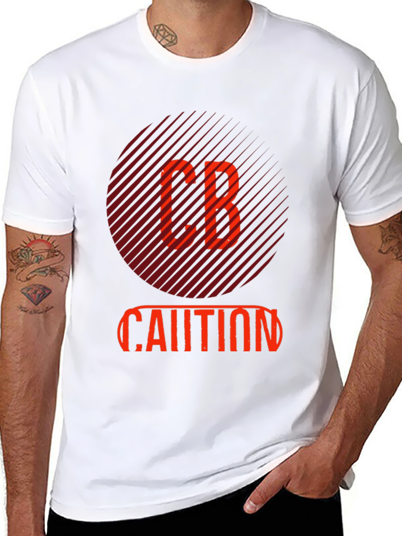 Black CB Caution Graphic Tee - Stylish Men's Black T-Shirt view 8