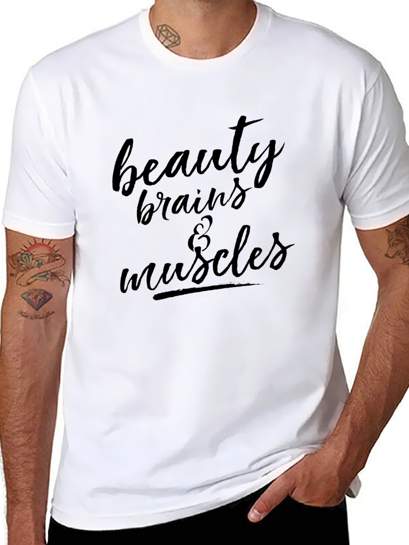 Black Beauty Brains & Muscles Graphic T-Shirt - Black view 8