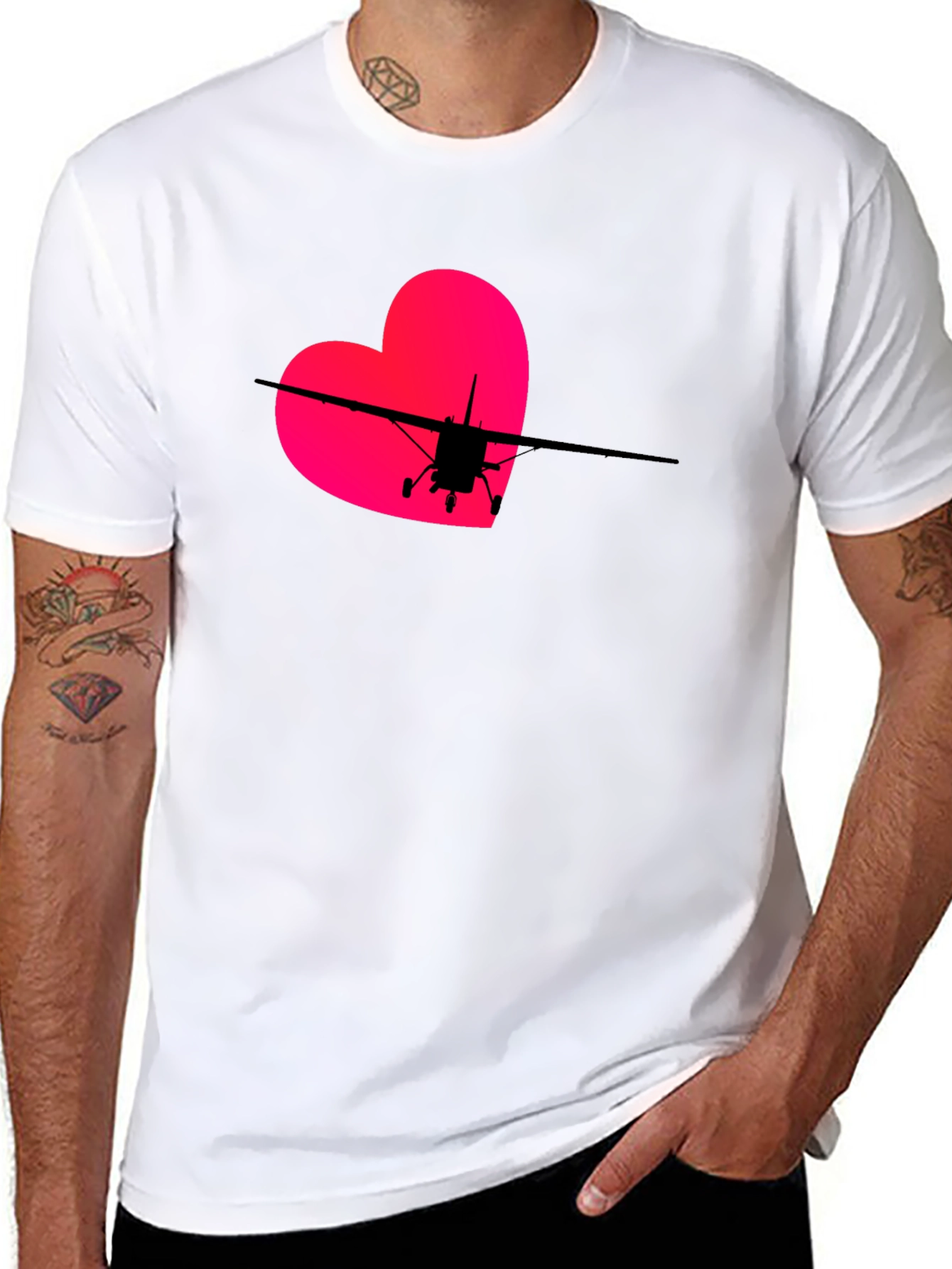 Black Pilot Heart T-Shirt - Aviation Love view 8