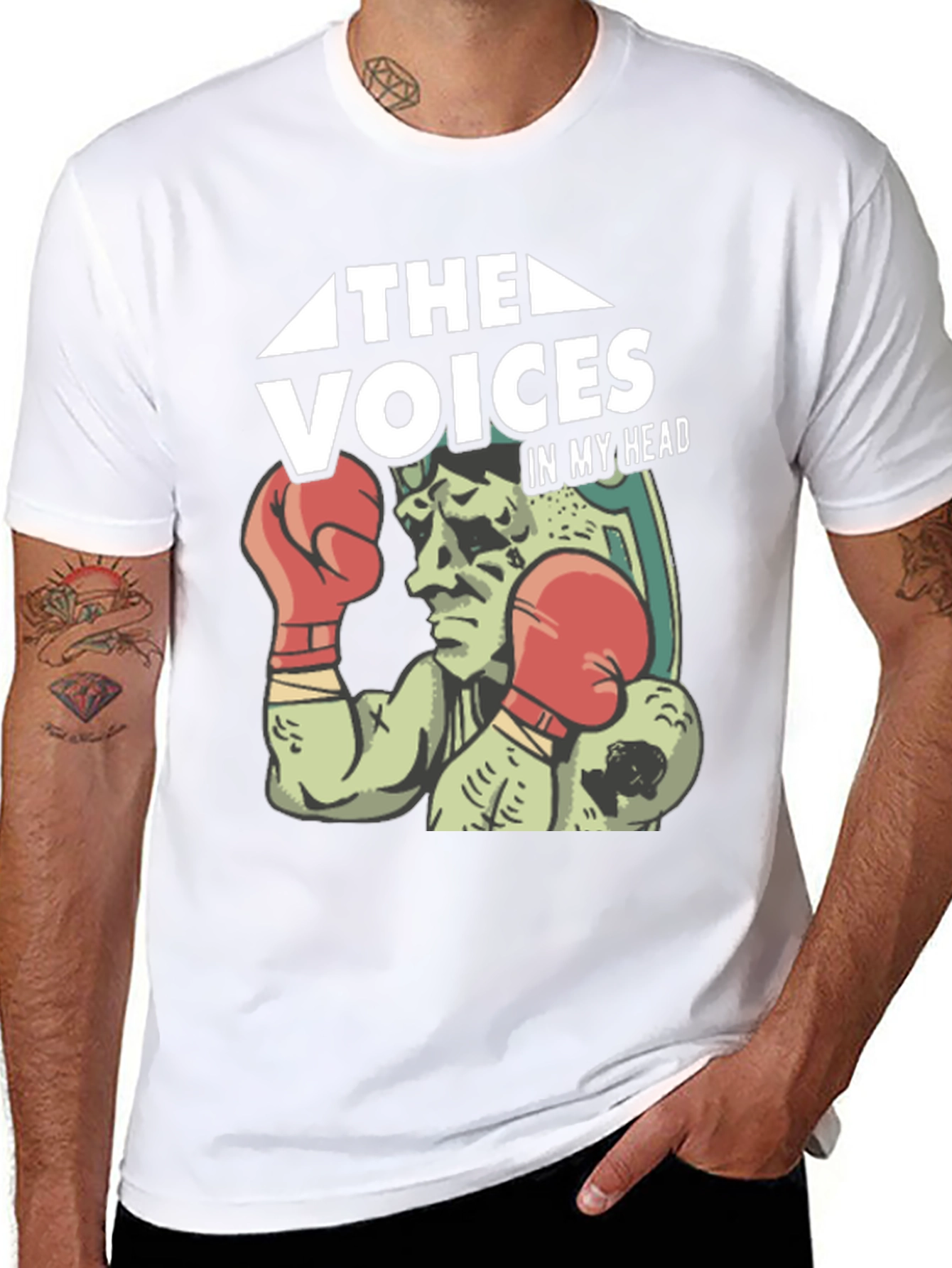 Black The Voices in My Head T-Shirt - Boxer Graphic Tee view 8