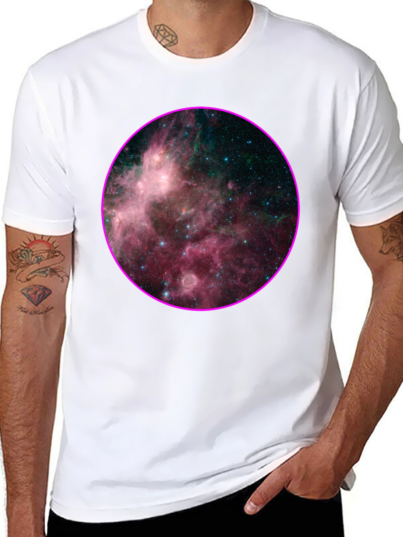 Black Nebula Galaxy Print Black T-Shirt view 8