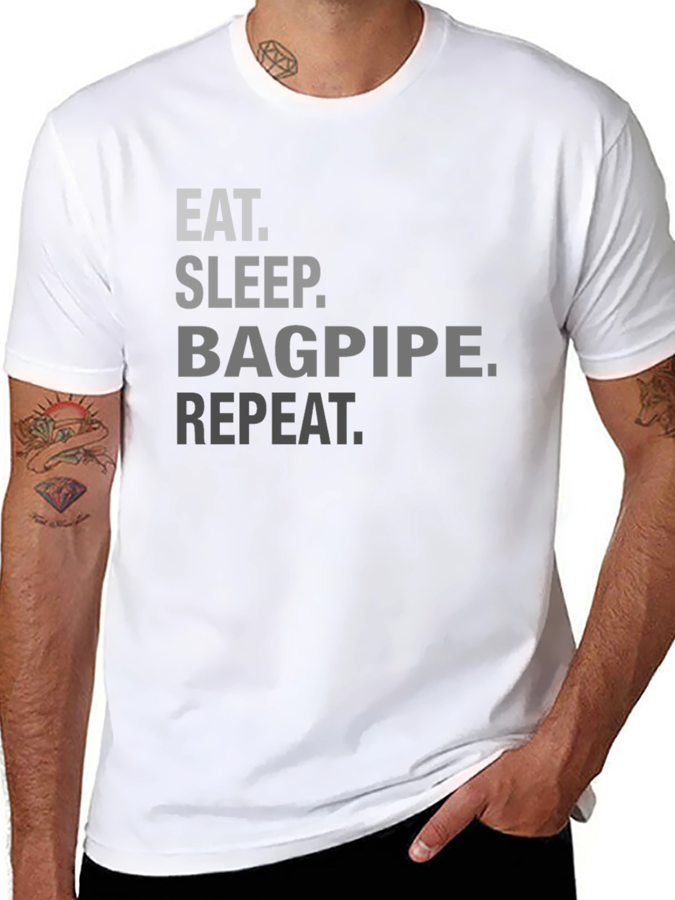 Black Eat Sleep Bagpipe Repeat Black T-Shirt view 8