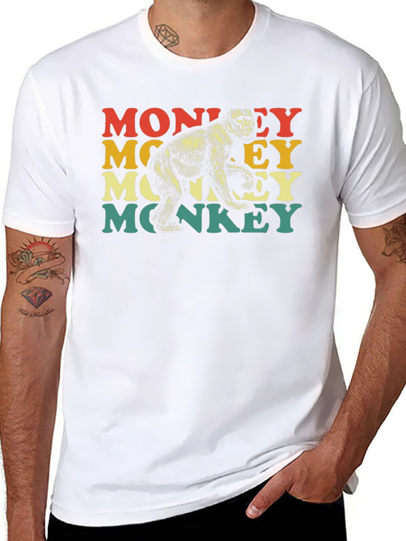 Black Retro Monkey T-Shirt - Cool Animal Graphic Tee view 8
