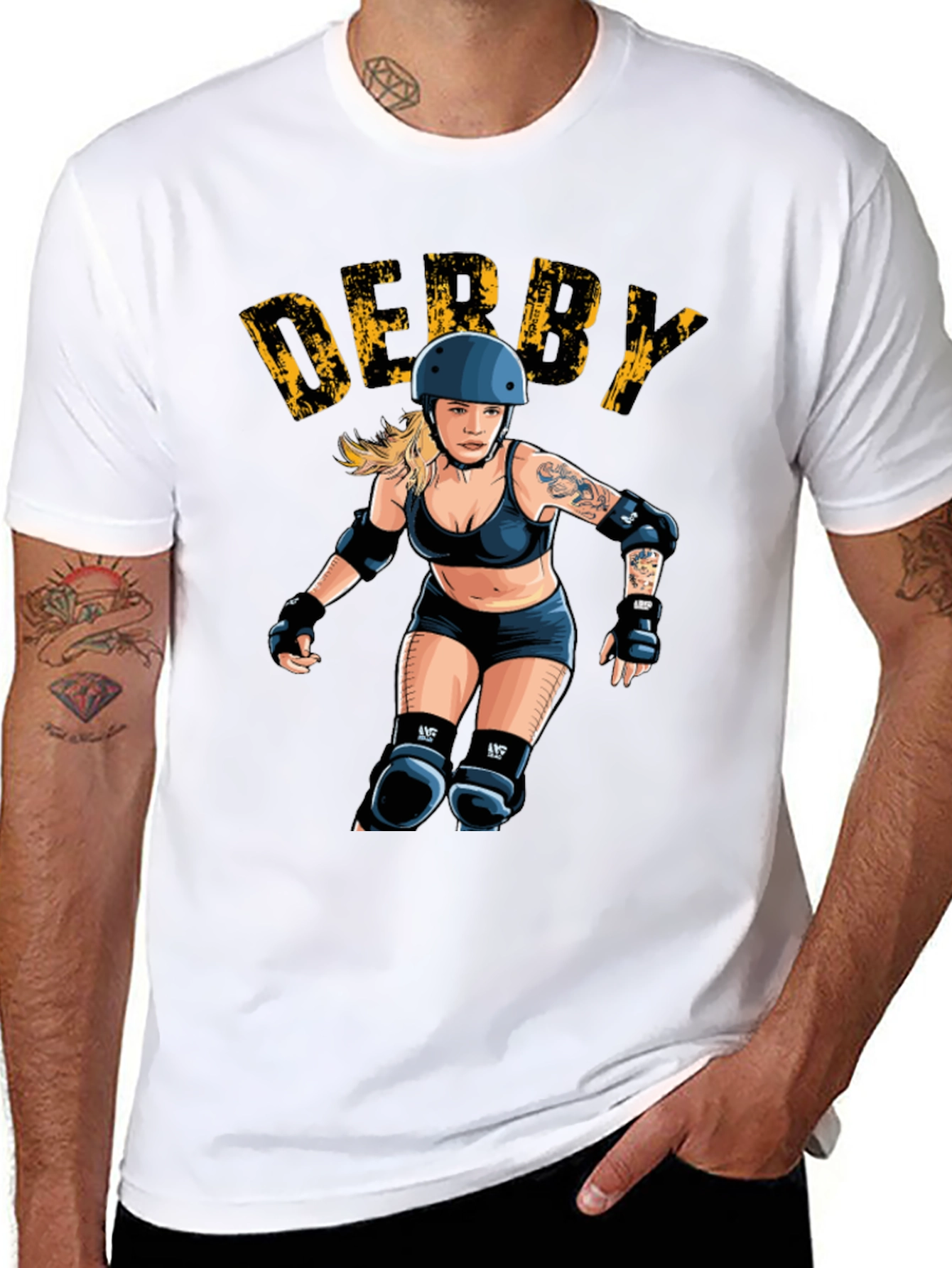 Black Derby Girl Graphic T-Shirt - Roller Derby Tee view 8
