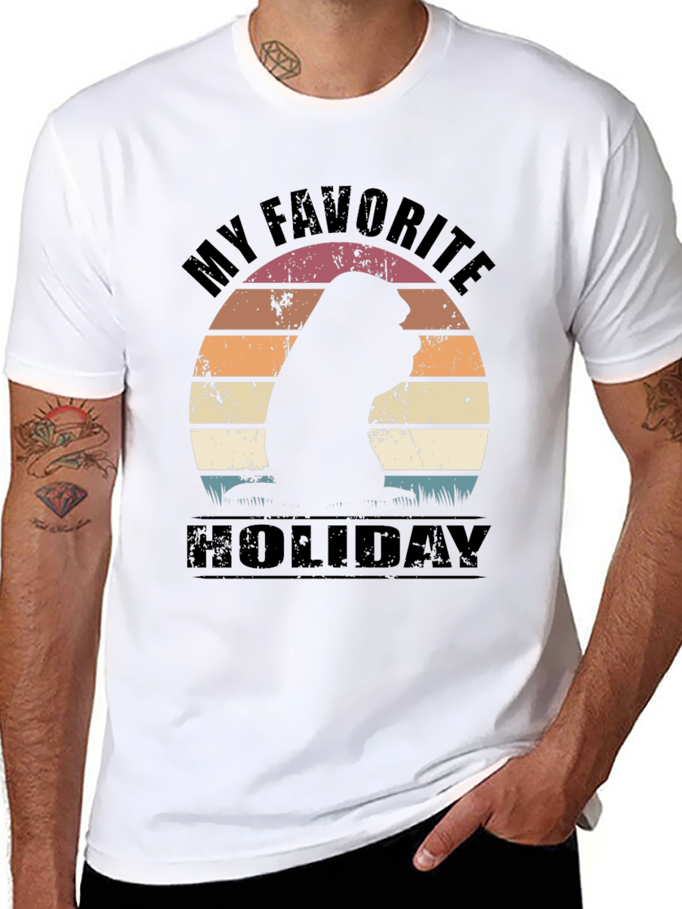Black My Favorite Holiday T-Shirt Vintage Sunset Orangutan Tee view 8