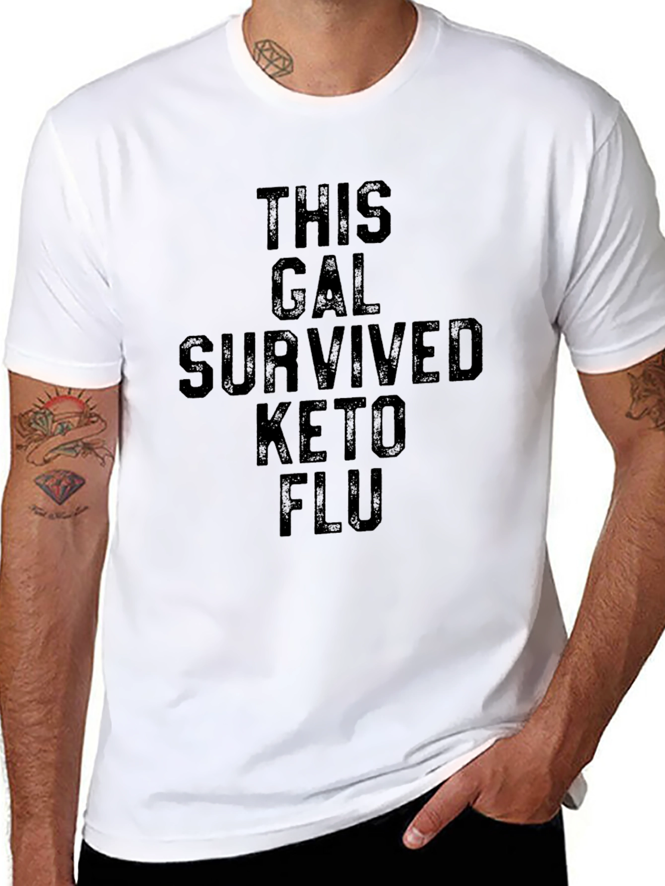 Keto Flu Survivor Black Graphic T-Shirt - 8