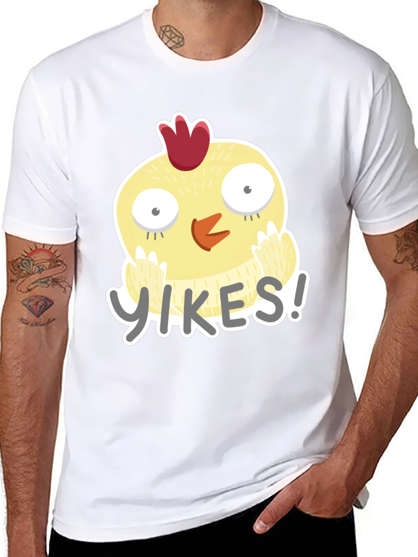 Black Yikes Chicken Graphic Tee - Black Cotton T-Shirt view 8