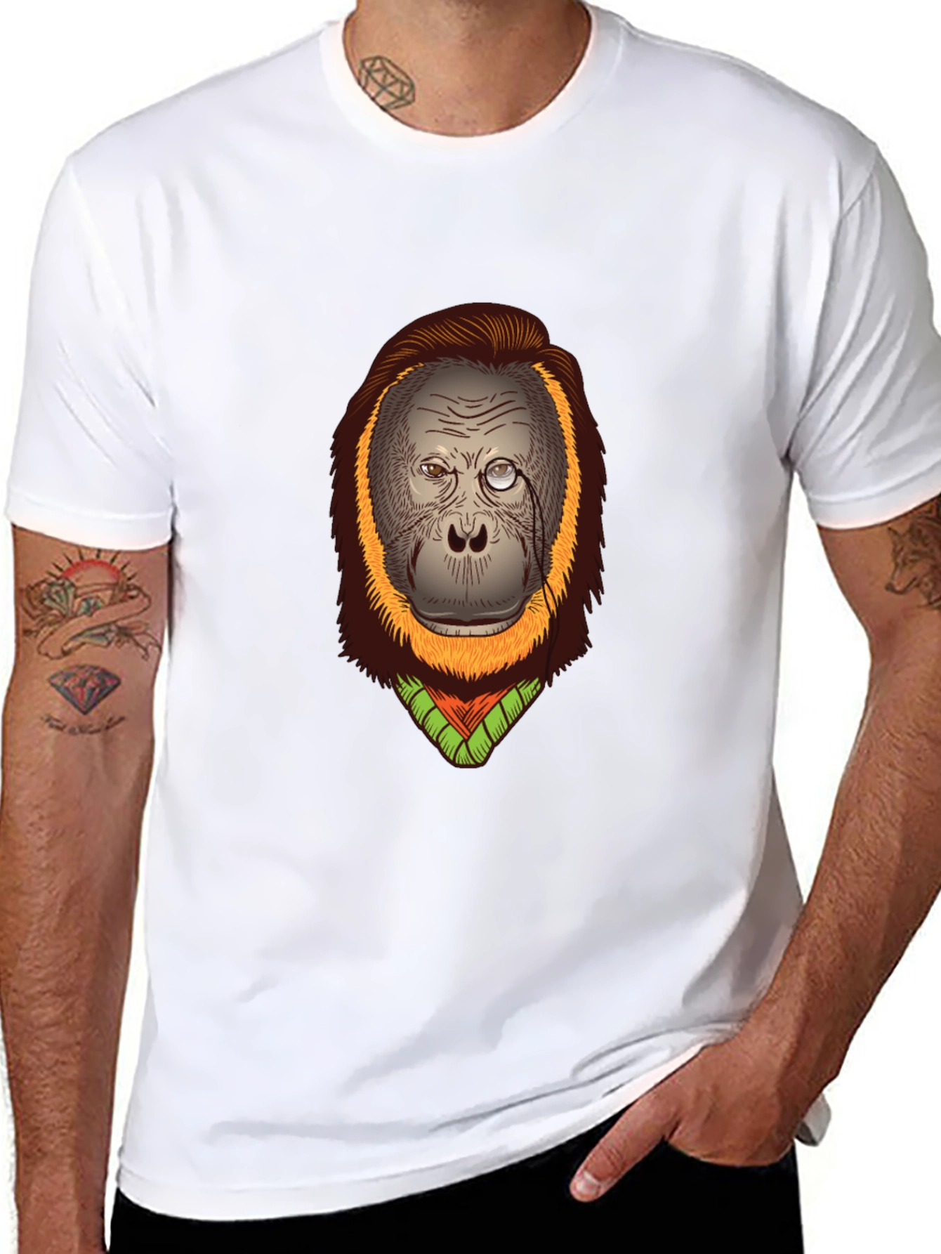 Black Orangutan T-Shirt: Gentleman Monkey Design view 8